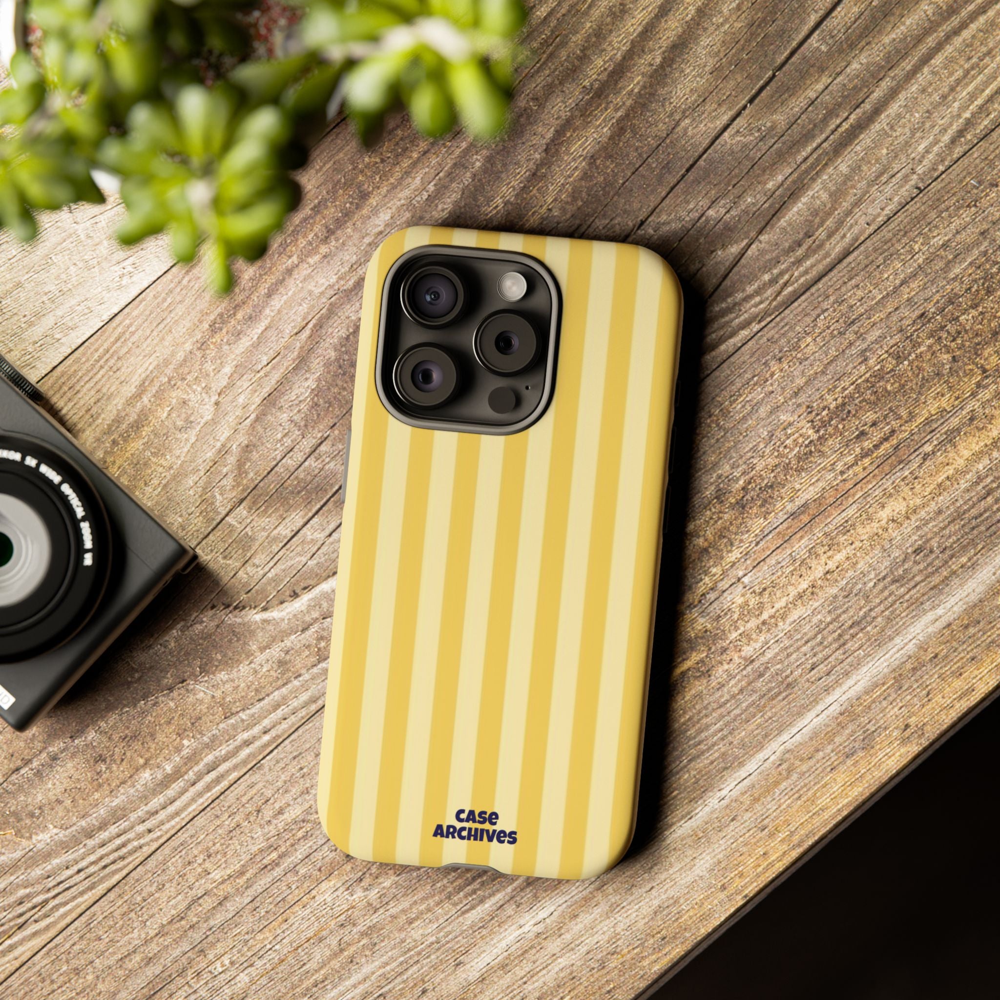 Yellow Striped Tough Phone Case – Durable Protective Cover (Case Archives)