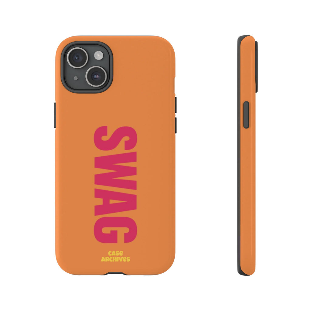 SWAG vertical text Tough Case | orange phone case, bold typography