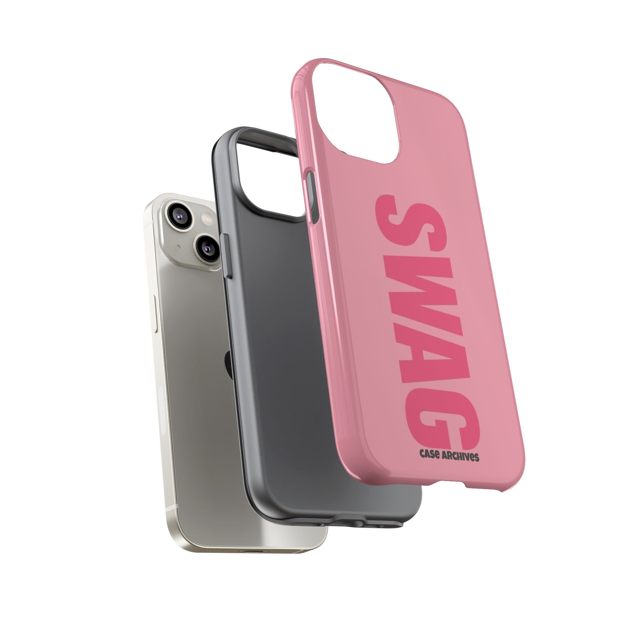 SWAG phone case | Pink protective tough case, bold vertical text