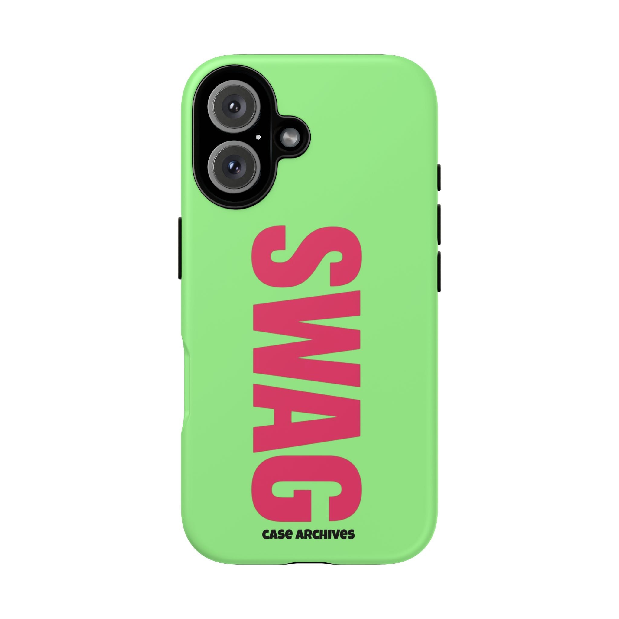SWAG vertical text Phone Case | Lime green pink typography