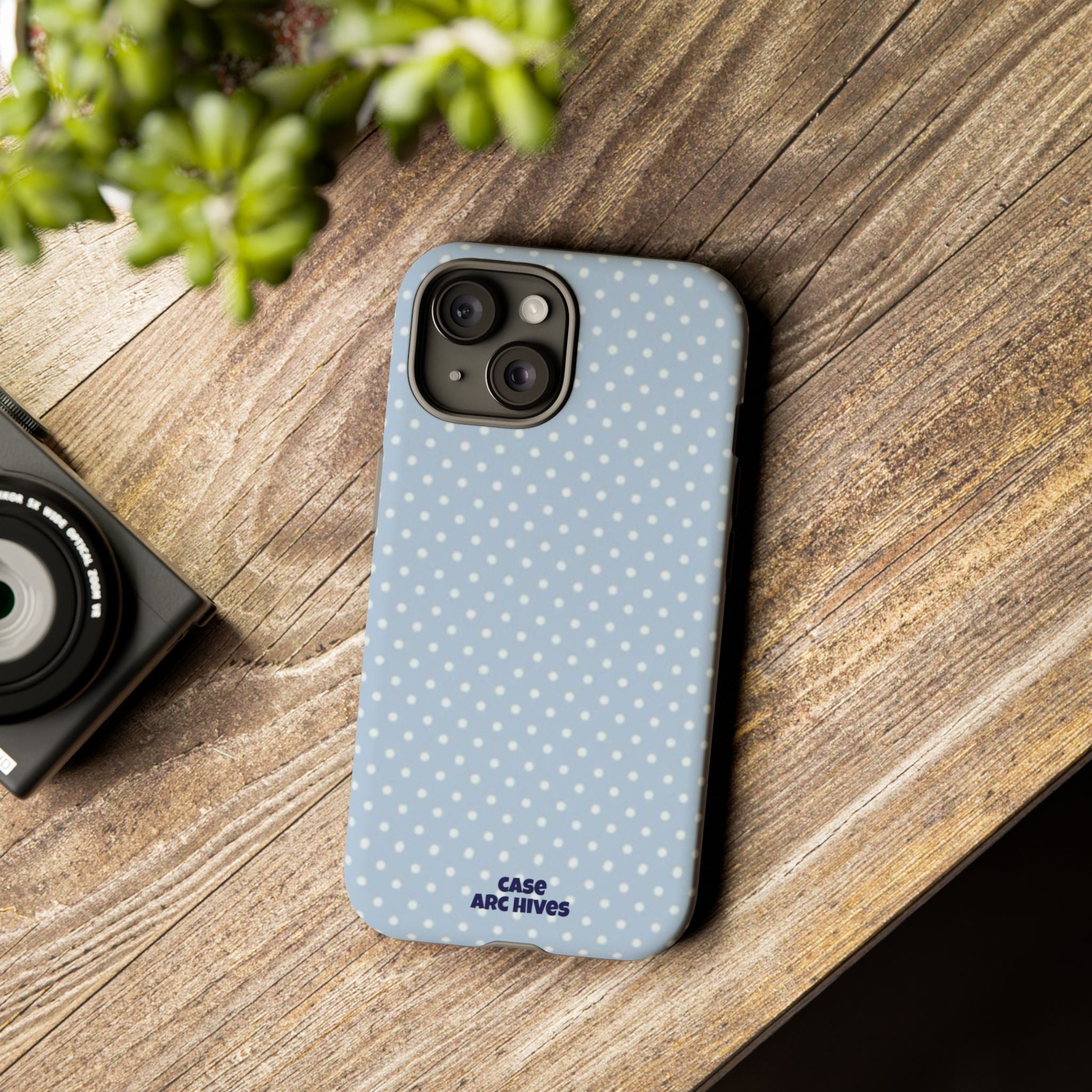 Pastel Blue Polka Dot Tough Phone Case — Protective iPhone Cover