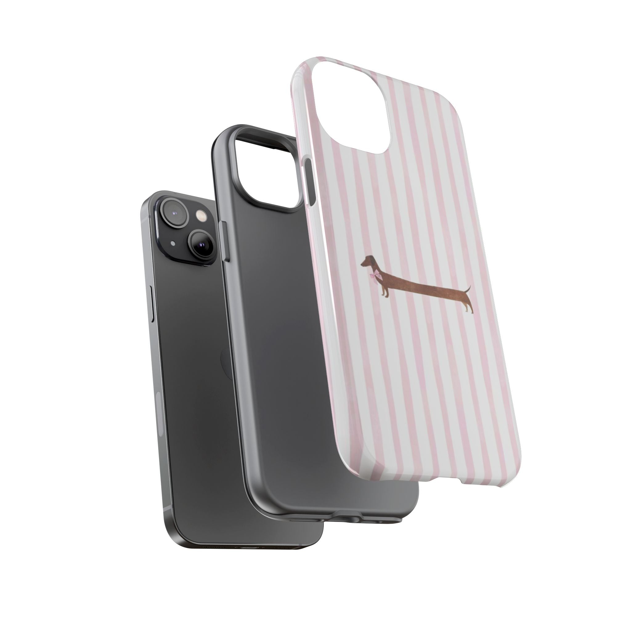 Dachshund Stripe Phone Case — Cute Pink Wiener Dog Protective Case