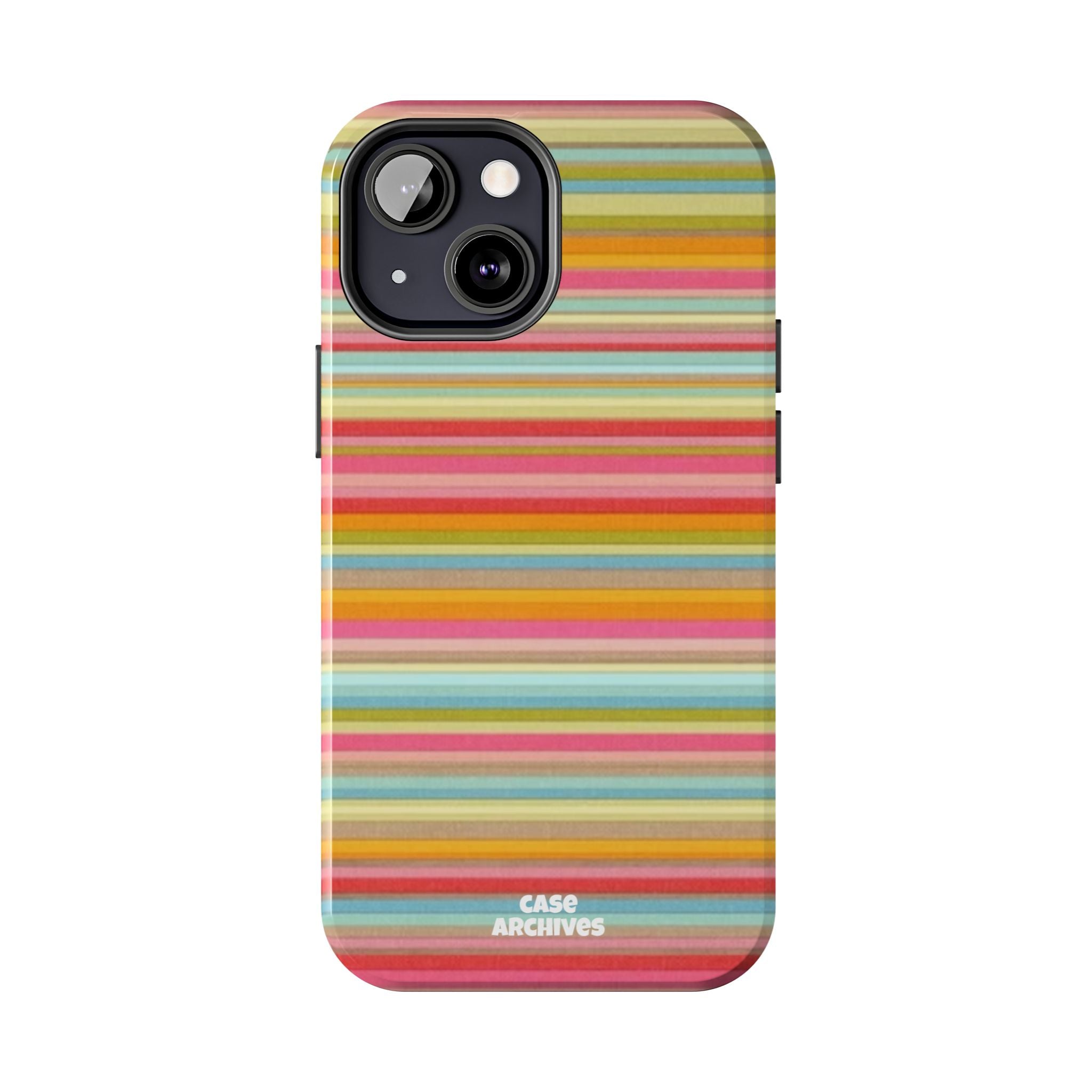 Tough Phone Case — Colorful Retro Striped Protective Cover