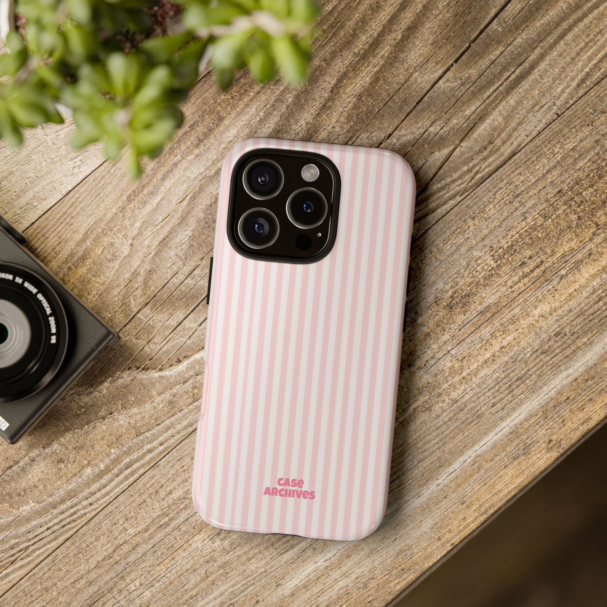 Pink Pastel Stripe Tough Phone Case — Protective iPhone Cover