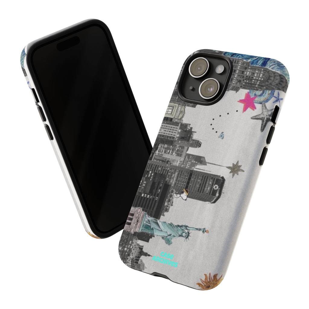 City Skyline Tough Phone Case – Statue of Liberty Urban Art Protective Cover