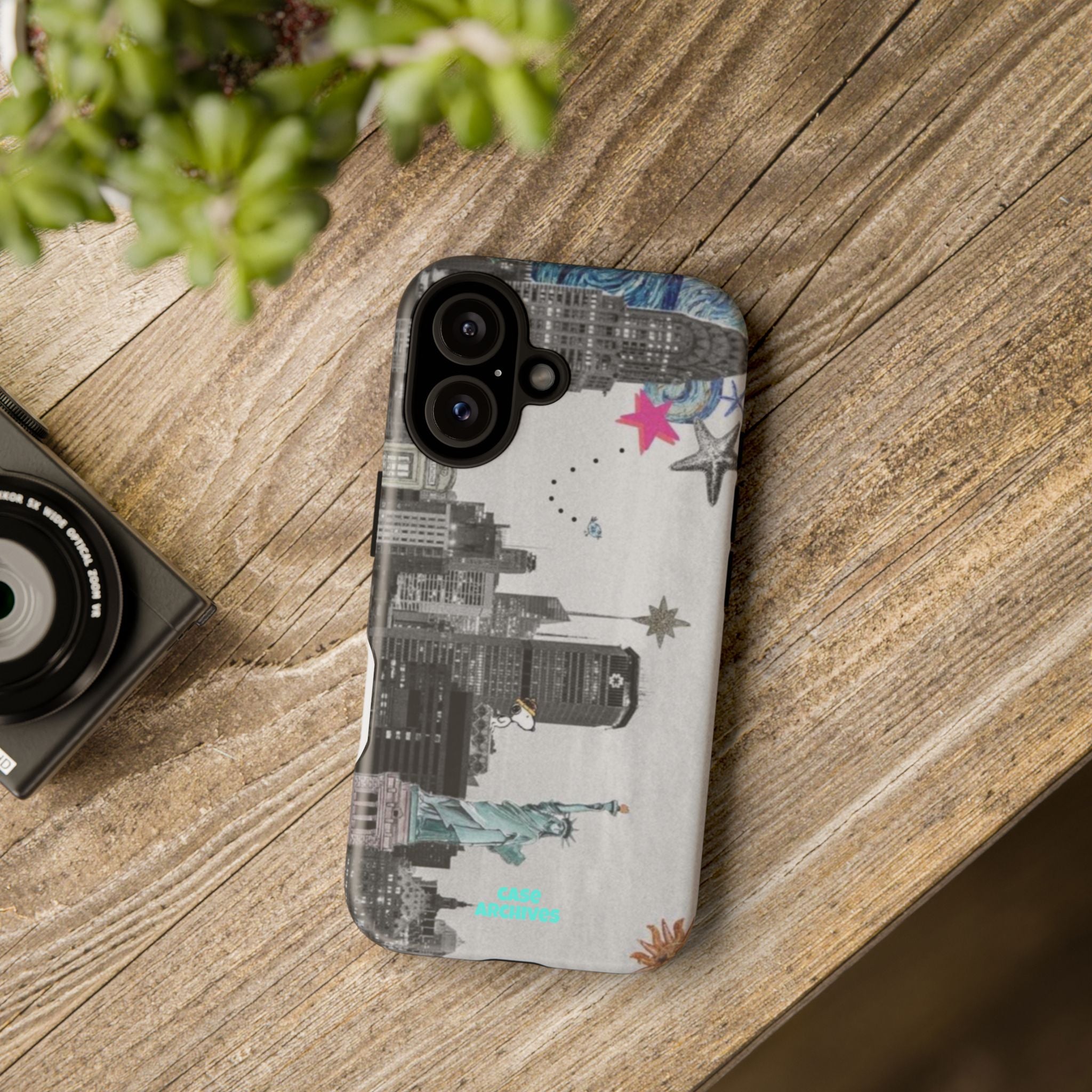 City Skyline Tough Phone Case – Statue of Liberty Urban Art Protective Cover
