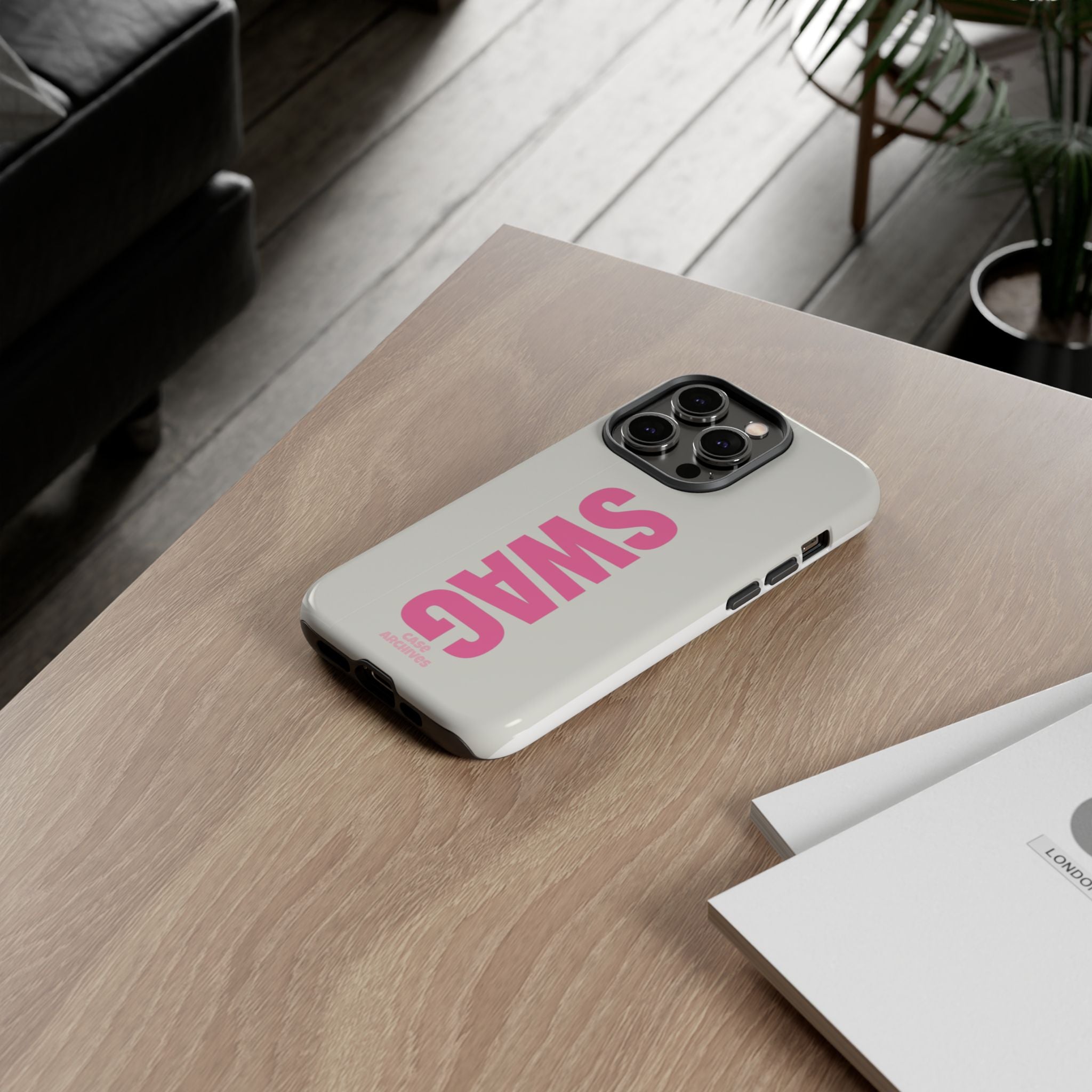 SWAG Phone Case — Bold Pink Vertical Text Tough Case