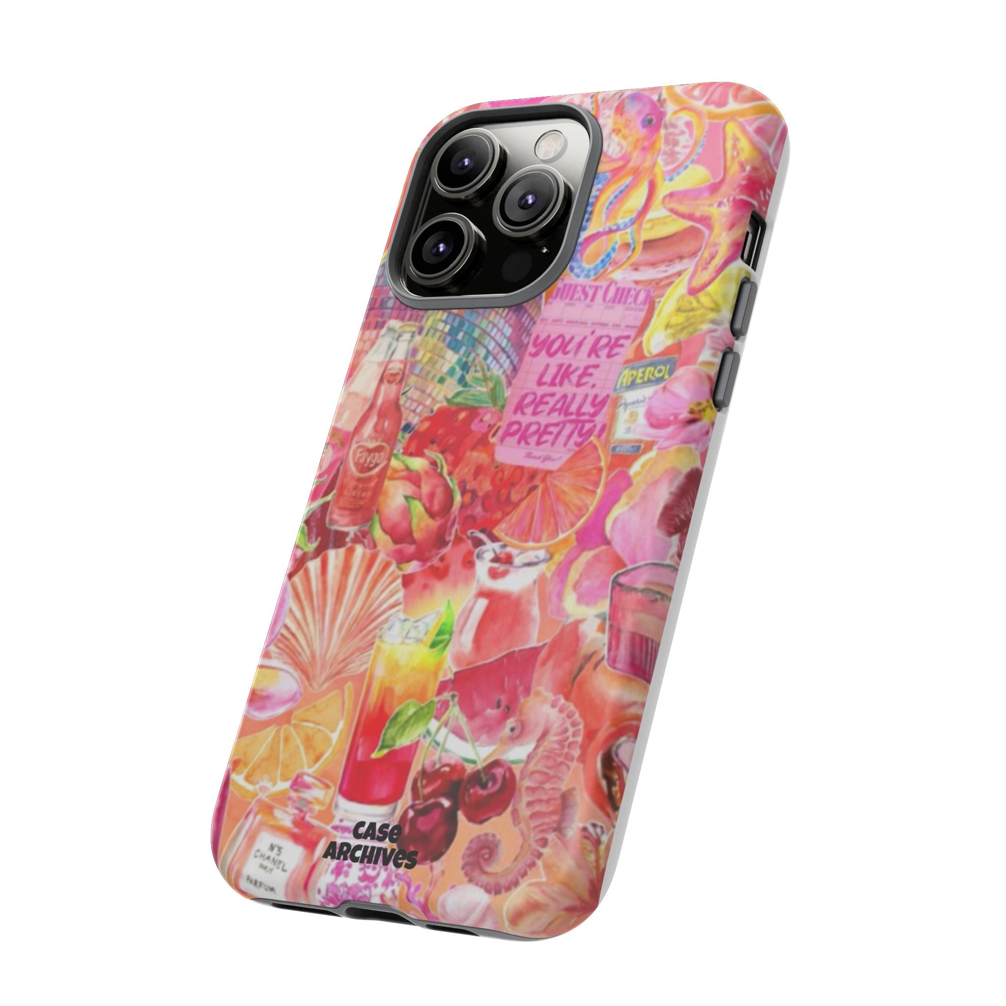 Phone Case — Pink Tropical Collage "You're Like, Really Pretty"