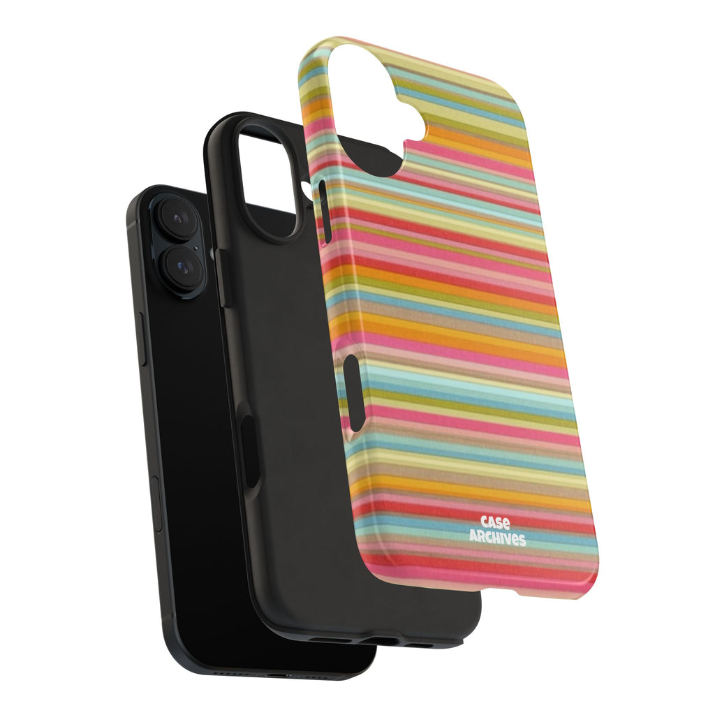 Tough Phone Case — Colorful Retro Striped Protective Cover