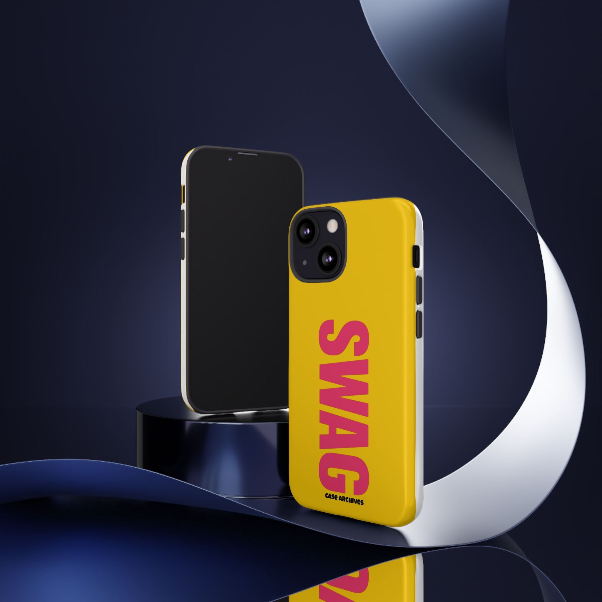 SWAG bold vertical text Phone Case | yellow pink typography