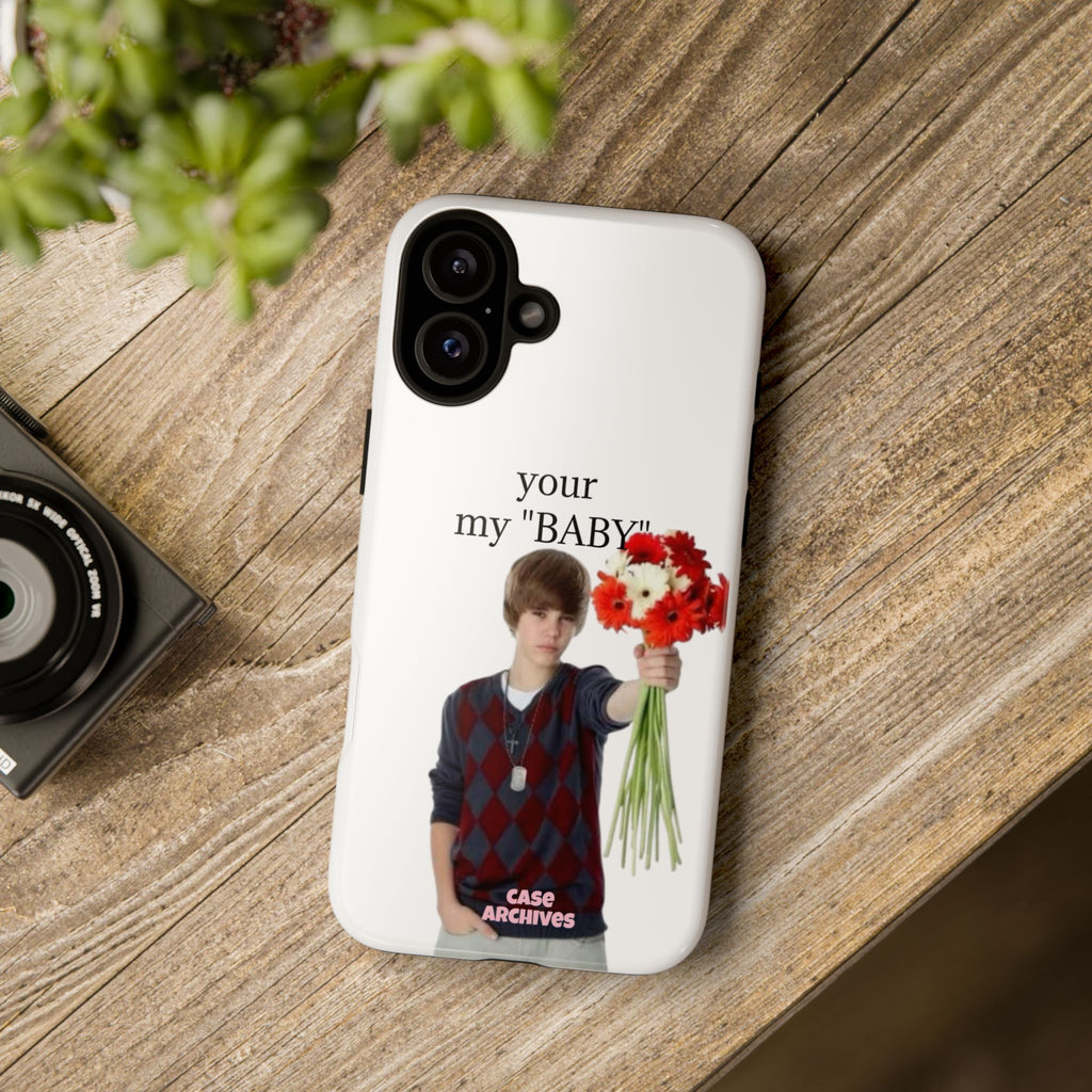 “your my 'BABY'” Justin Retro Photo Floral Design