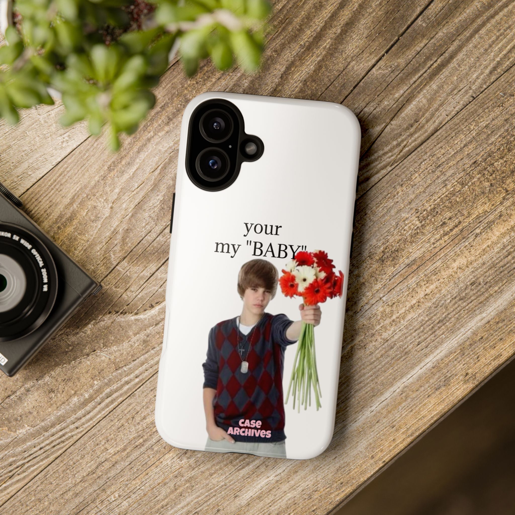 “your my 'BABY'” Justin Retro Photo Floral Design