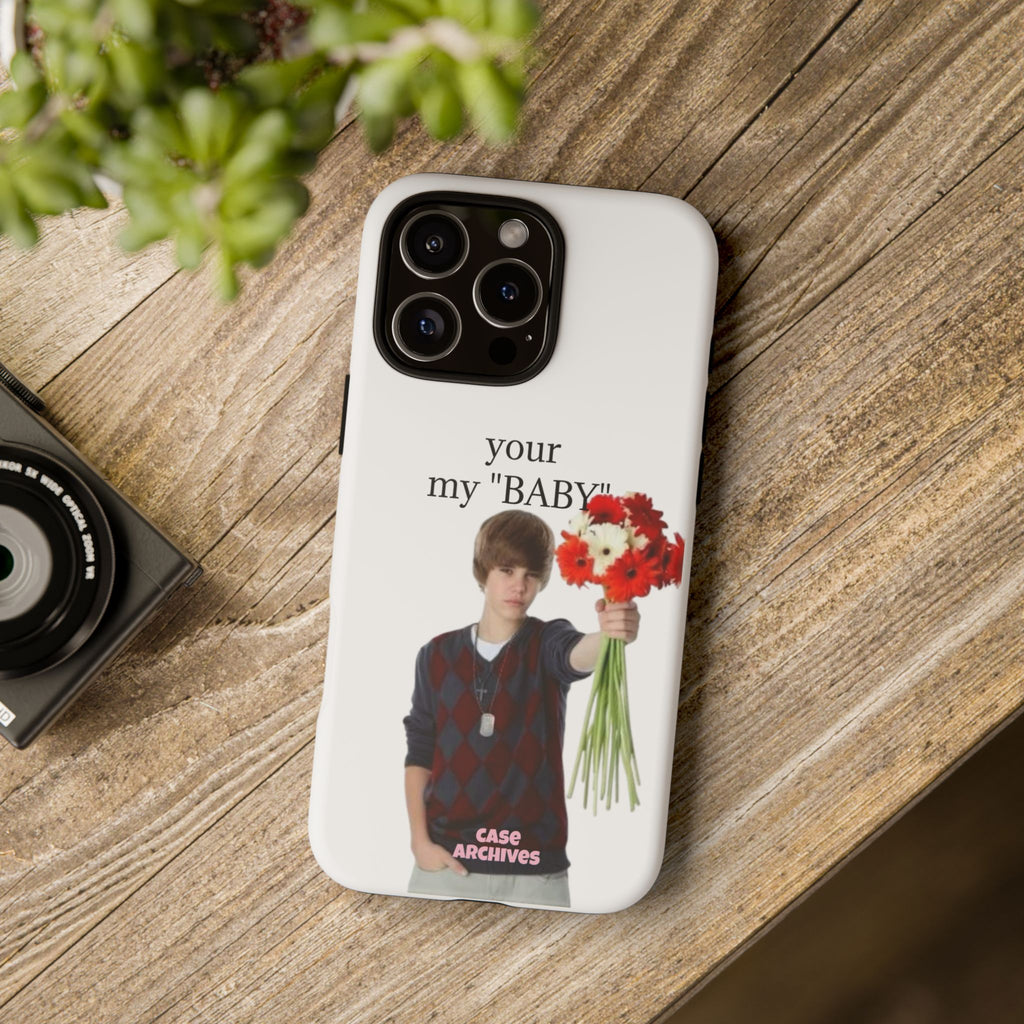 “your my 'BABY'” Justin Retro Photo Floral Design