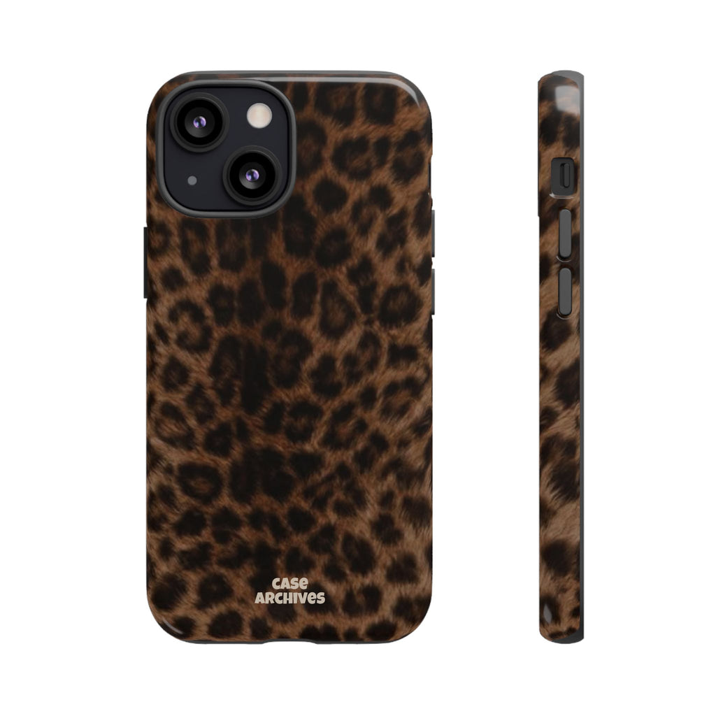 Leopard Print Phone Case — Protective Tough Case with Brown Animal Print