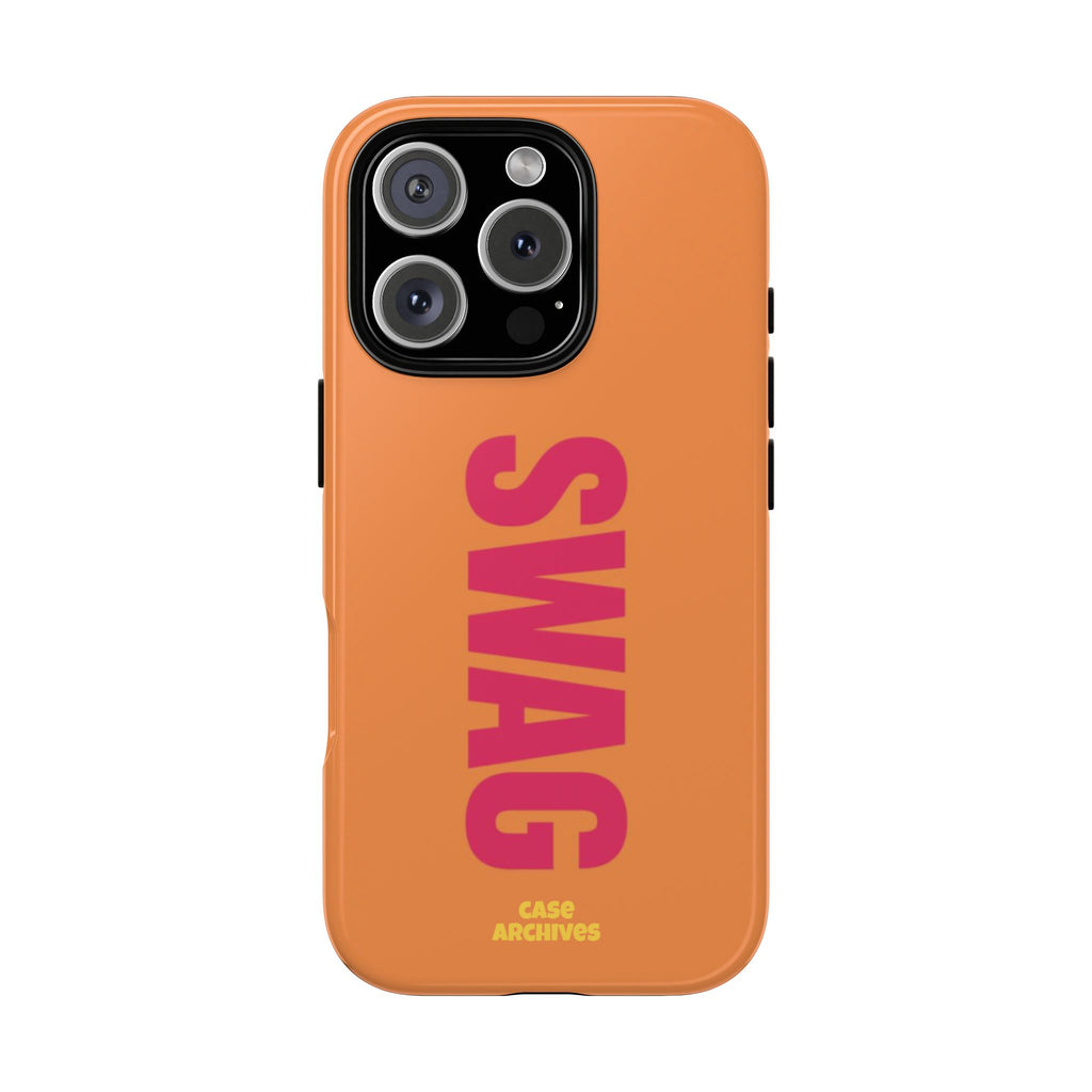 SWAG vertical text Tough Case | orange phone case, bold typography