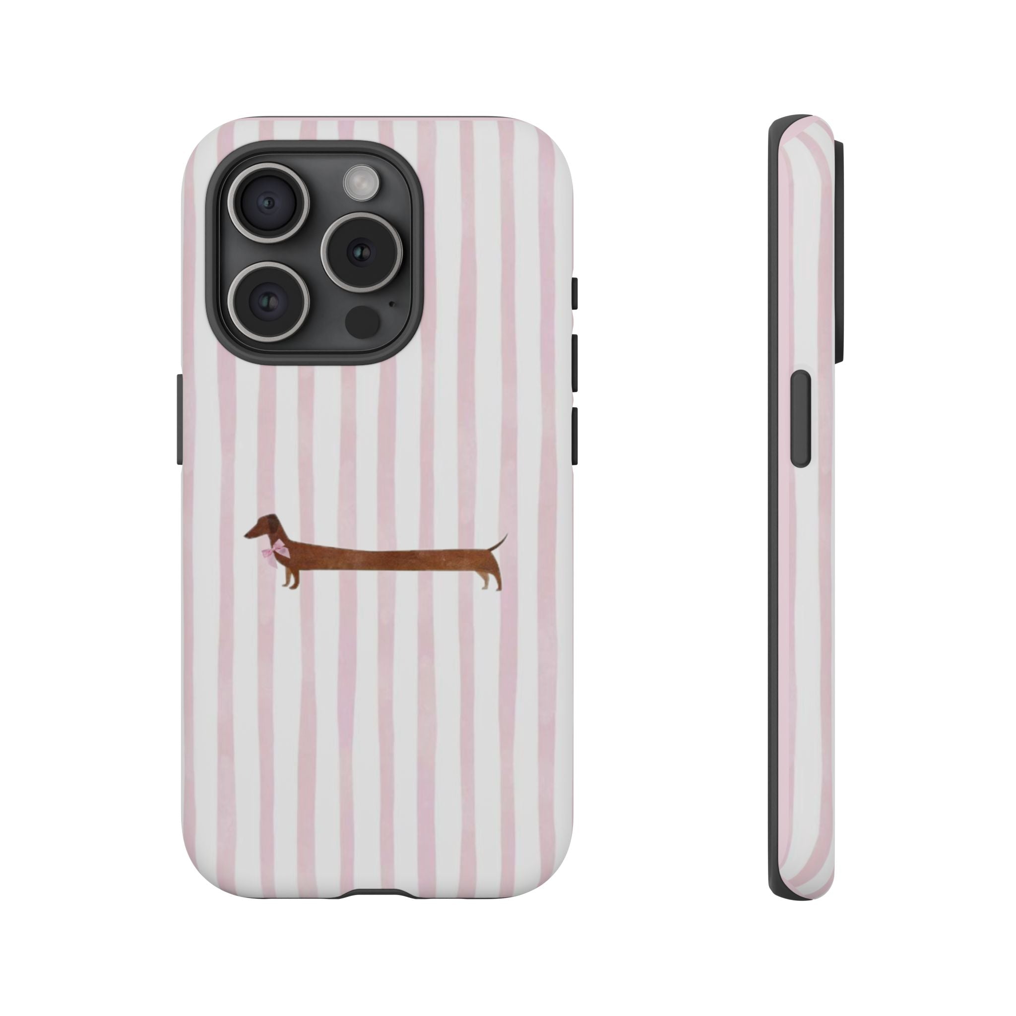 Dachshund Stripe Phone Case — Cute Pink Wiener Dog Protective Case