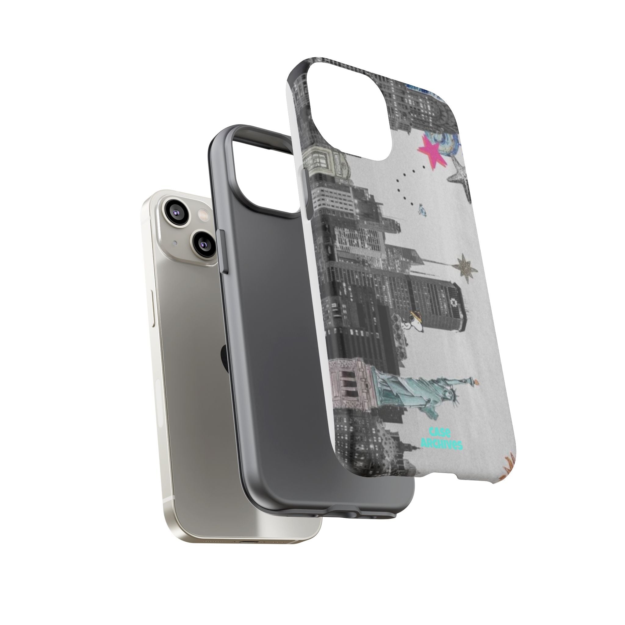City Skyline Tough Phone Case – Statue of Liberty Urban Art Protective Cover