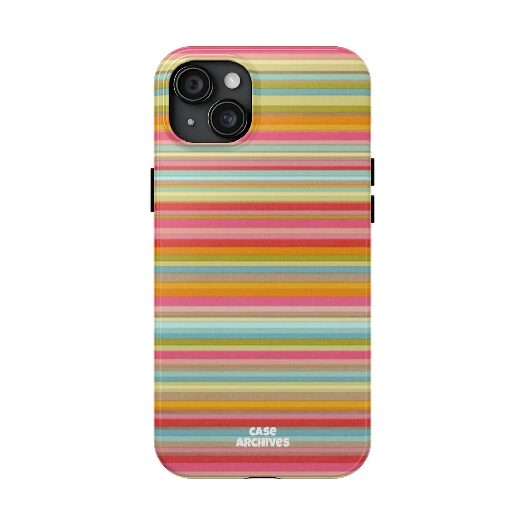 Tough Phone Case — Colorful Retro Striped Protective Cover