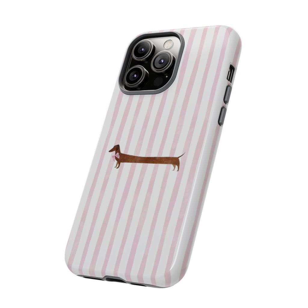 Dachshund Stripe Phone Case — Cute Pink Wiener Dog Protective Case
