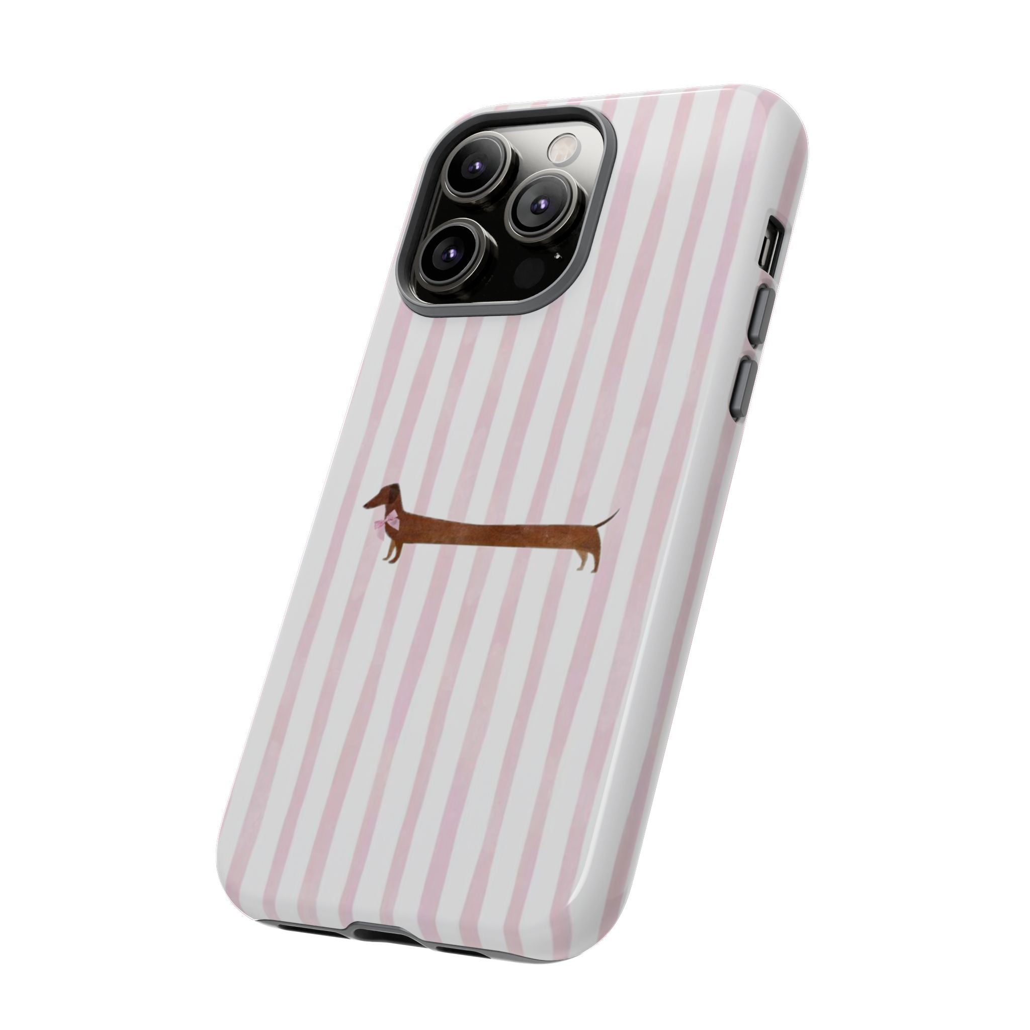 Dachshund Stripe Phone Case — Cute Pink Wiener Dog Protective Case