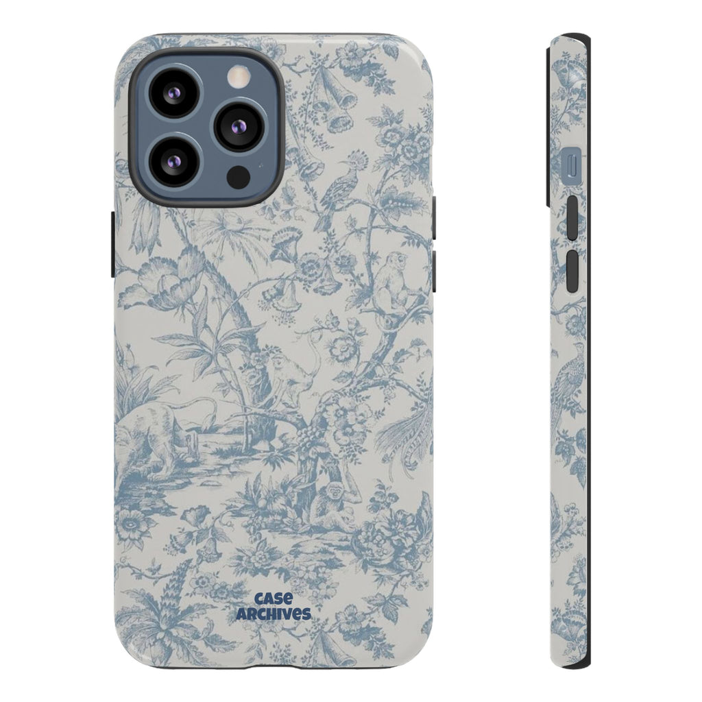 Toile Floral Tough Phone Case — Blue Vintage Botanical iPhone Protection