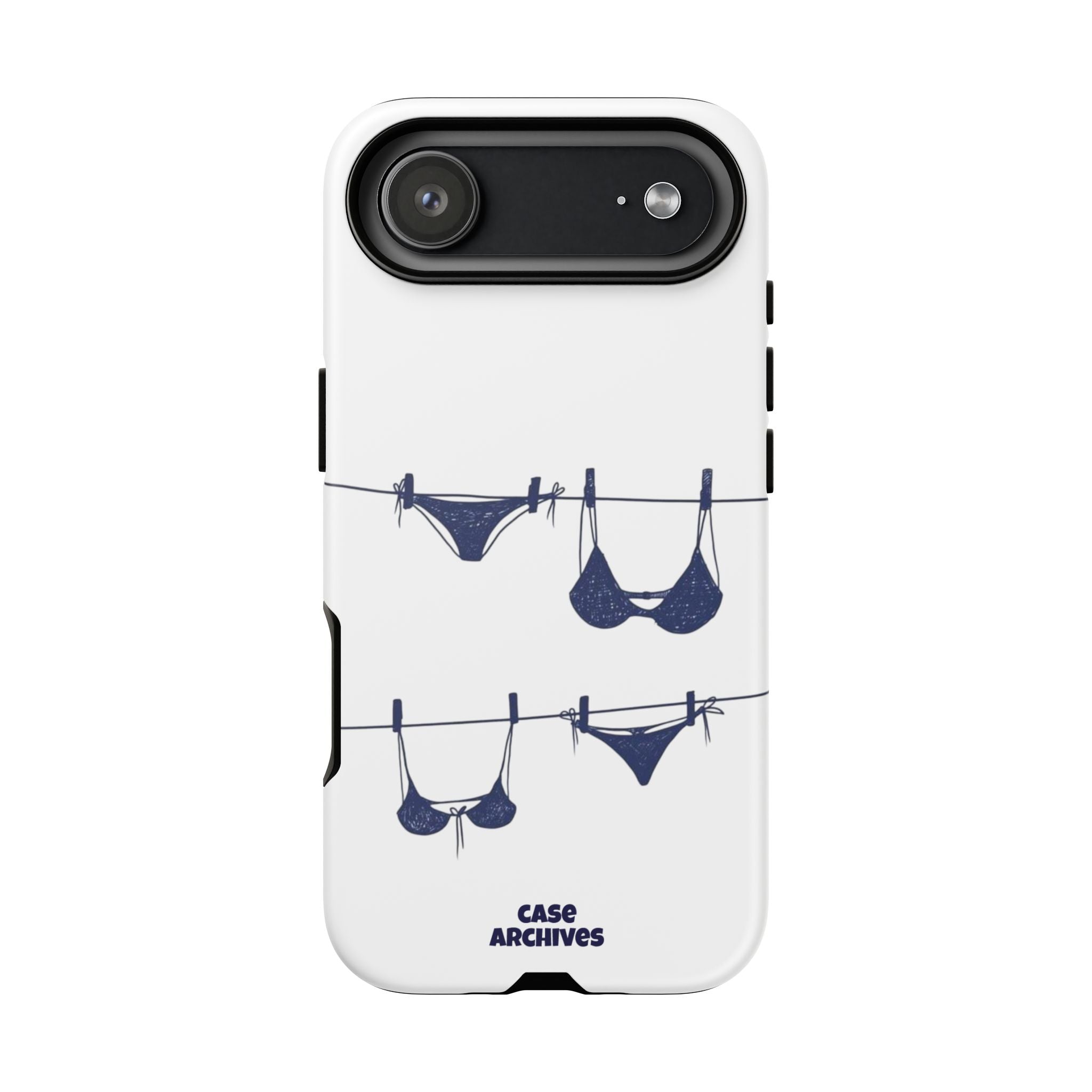 Phone Case — Blue swimsuit Clothesline Illustration Protective Cover