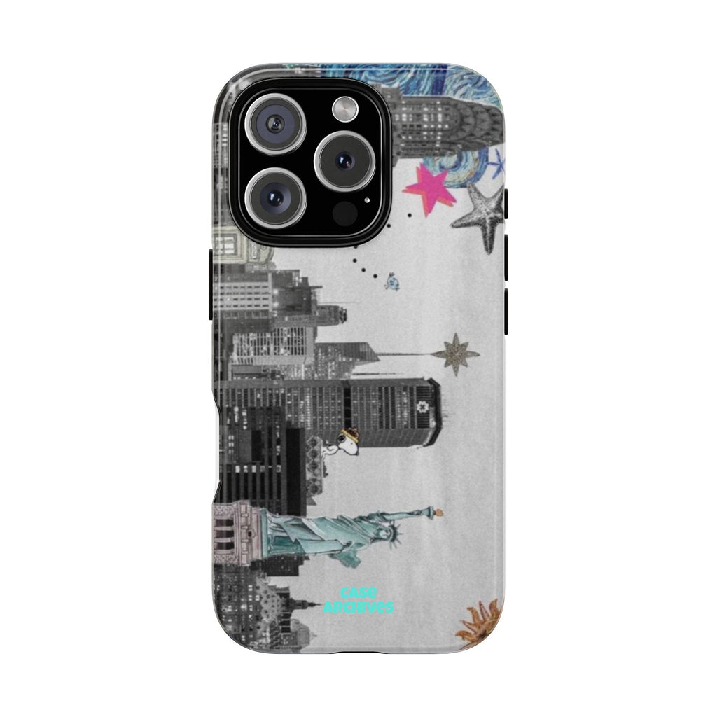 City Skyline Tough Phone Case – Statue of Liberty Urban Art Protective Cover