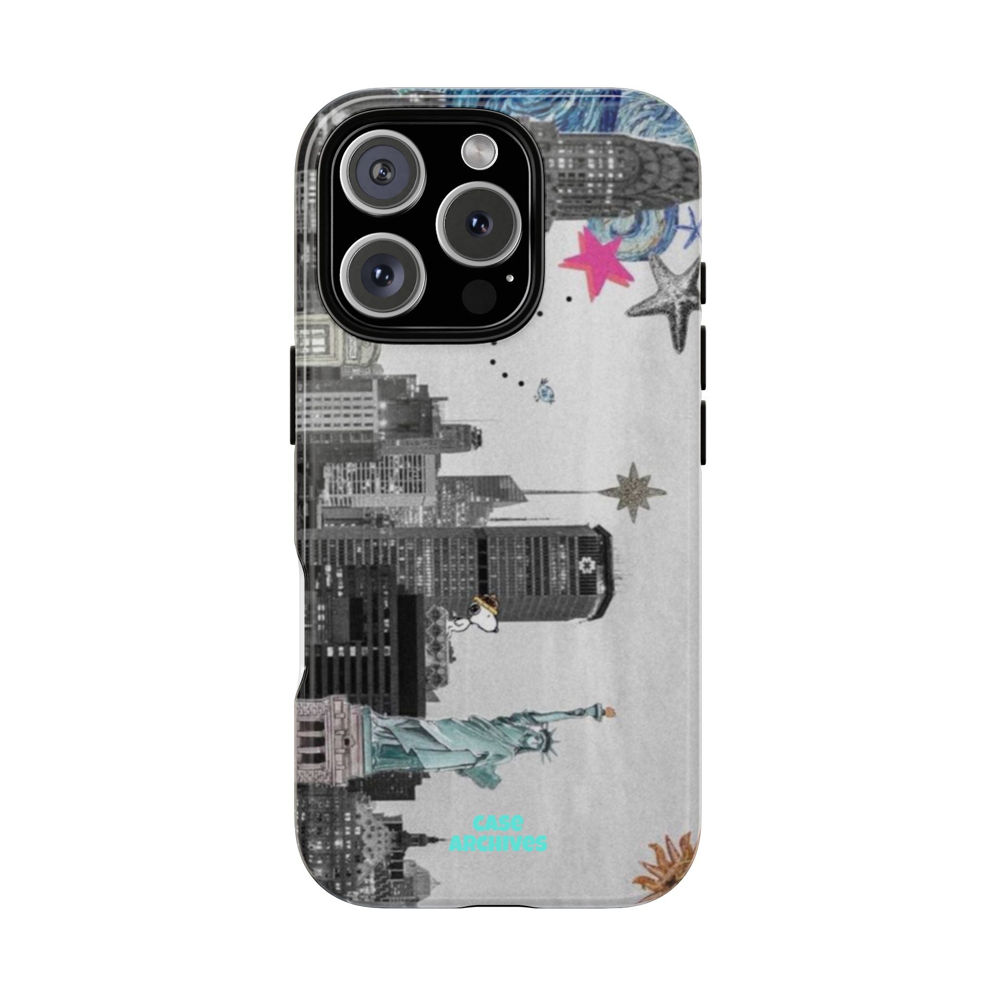 City Skyline Tough Phone Case – Statue of Liberty Urban Art Protective Cover
