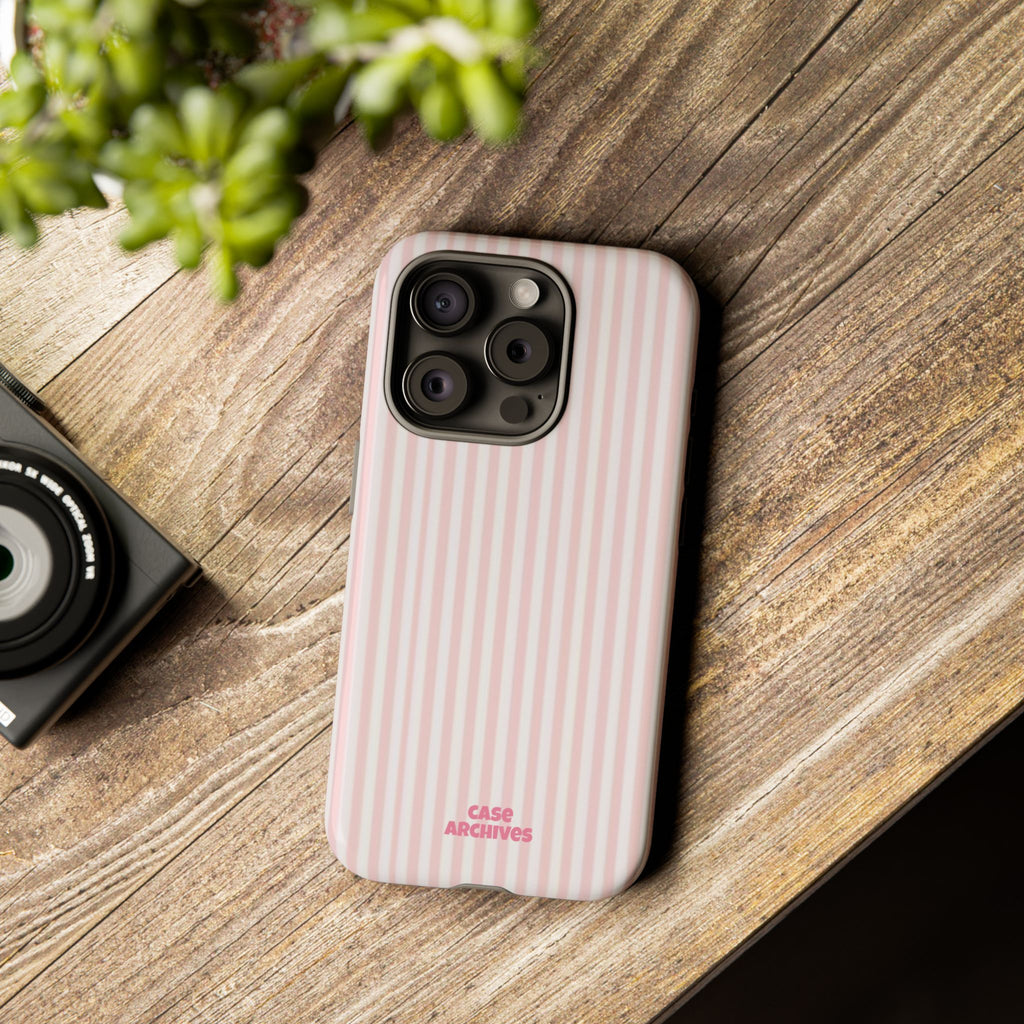 Pink Pastel Stripe Tough Phone Case — Protective iPhone Cover