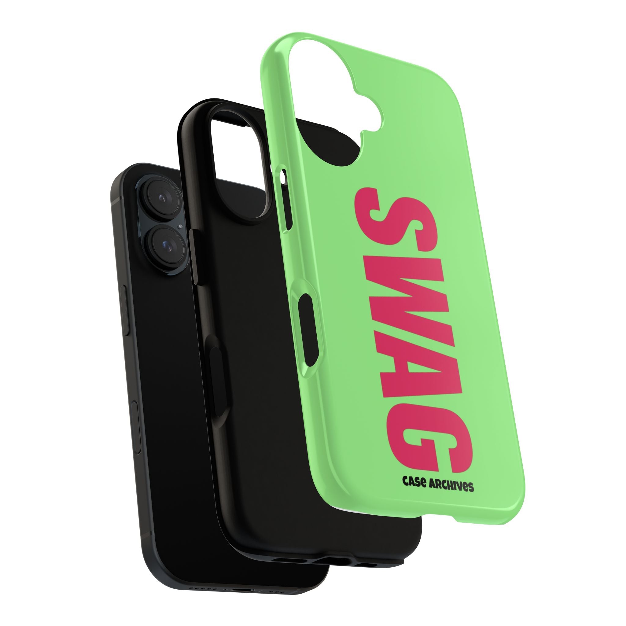 SWAG vertical text Phone Case | Lime green pink typography