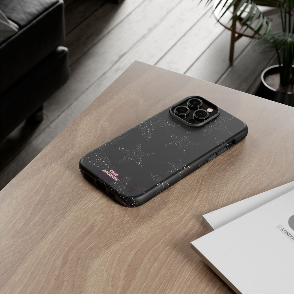 Glitter Star Tough Case — Black Sparkle Phone Protection