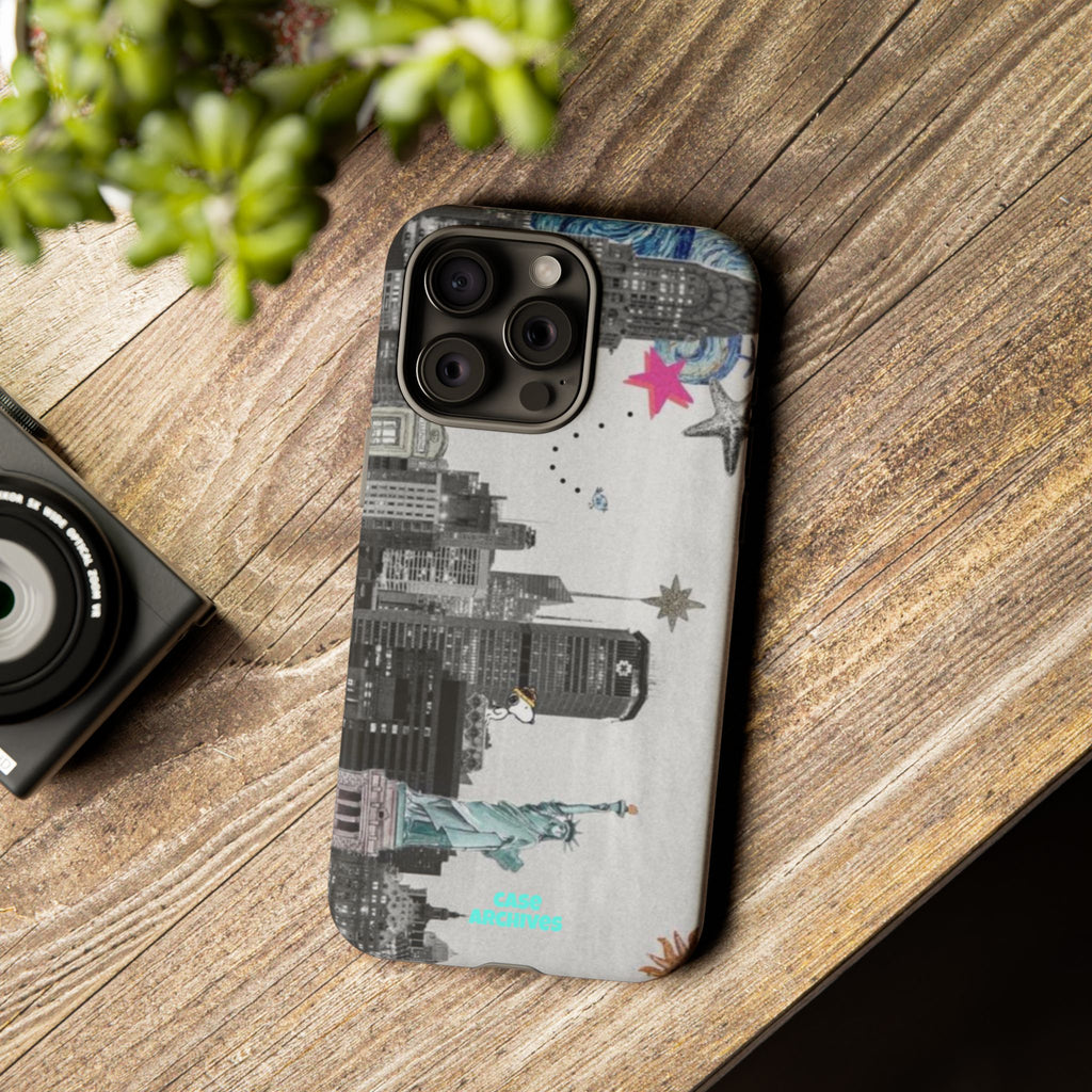 City Skyline Tough Phone Case – Statue of Liberty Urban Art Protective Cover