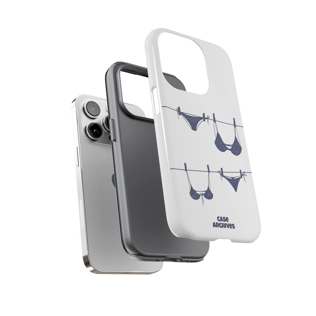 Phone Case — Blue swimsuit Clothesline Illustration Protective Cover