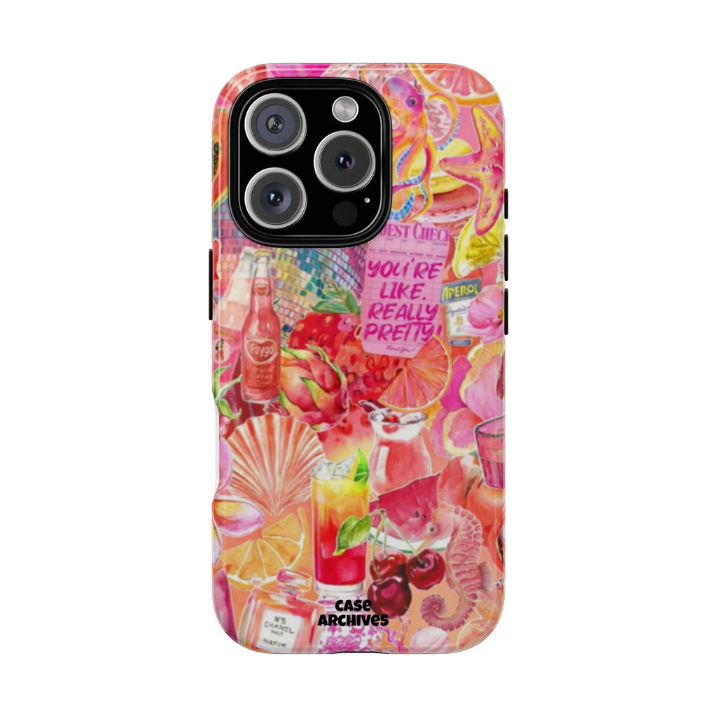 Phone Case — Pink Tropical Collage "You're Like, Really Pretty"