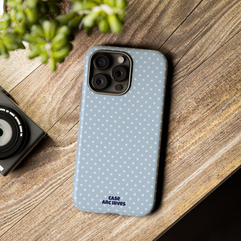 Pastel Blue Polka Dot Tough Phone Case — Protective iPhone Cover