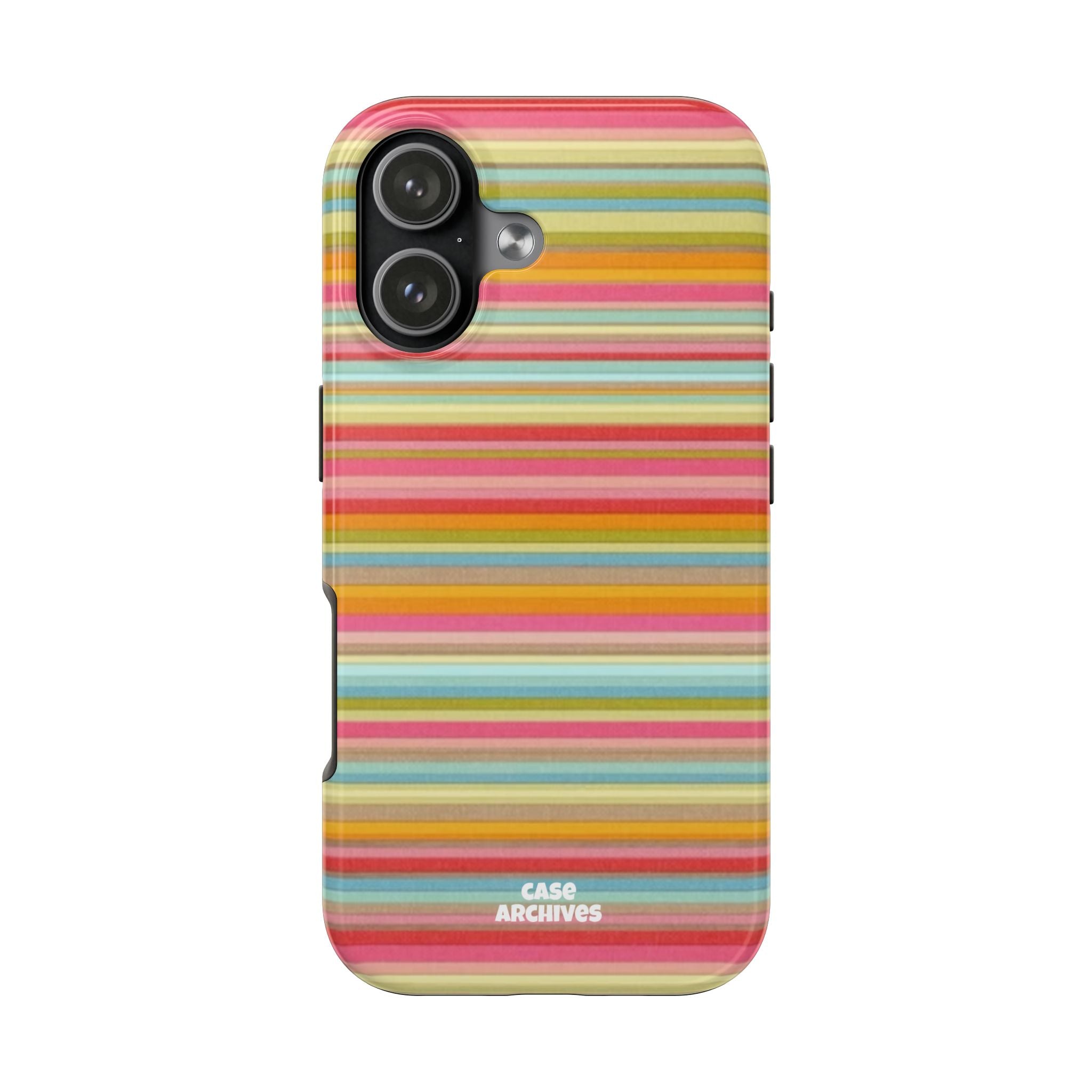 Tough Phone Case — Colorful Retro Striped Protective Cover