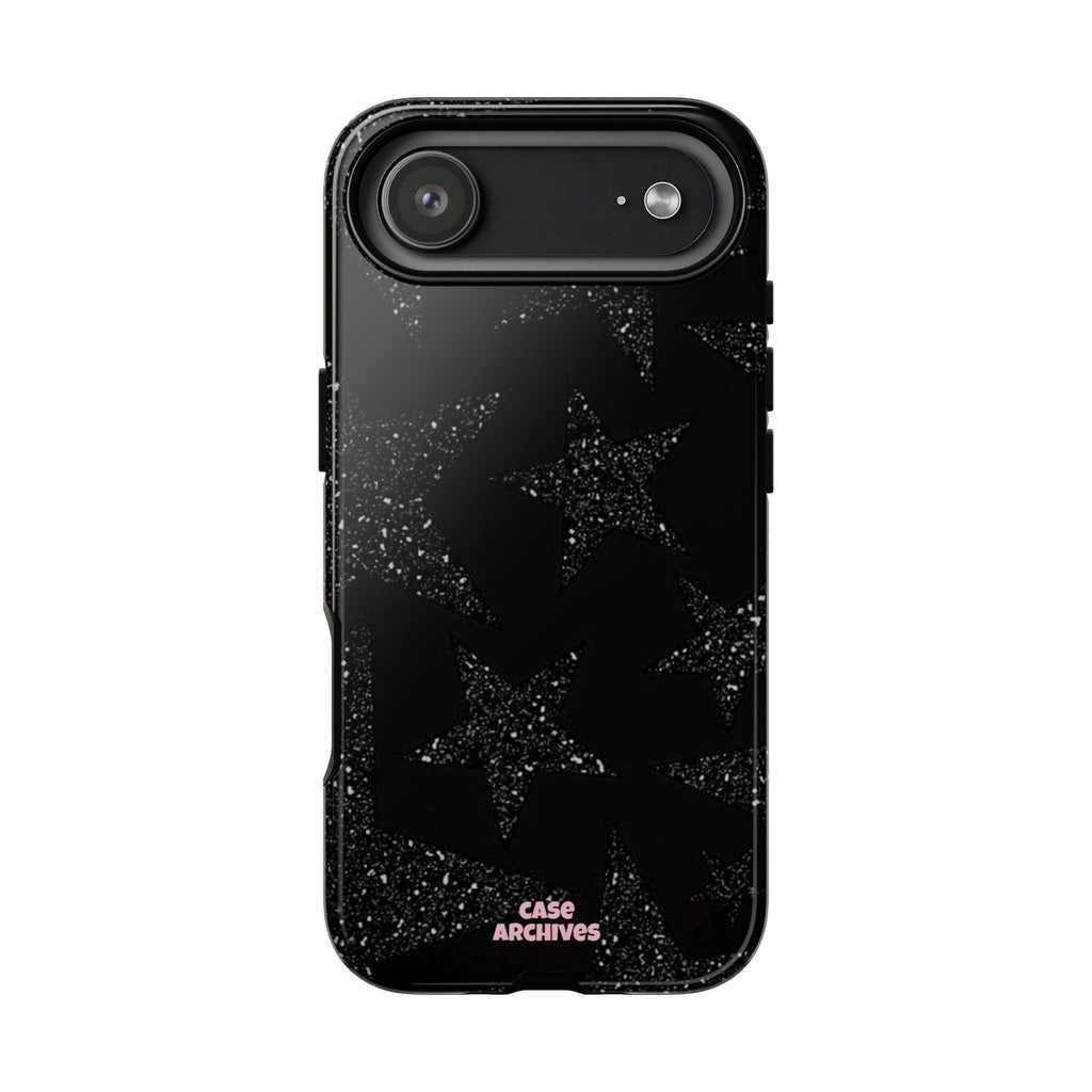 Glitter Star Tough Case — Black Sparkle Phone Protection