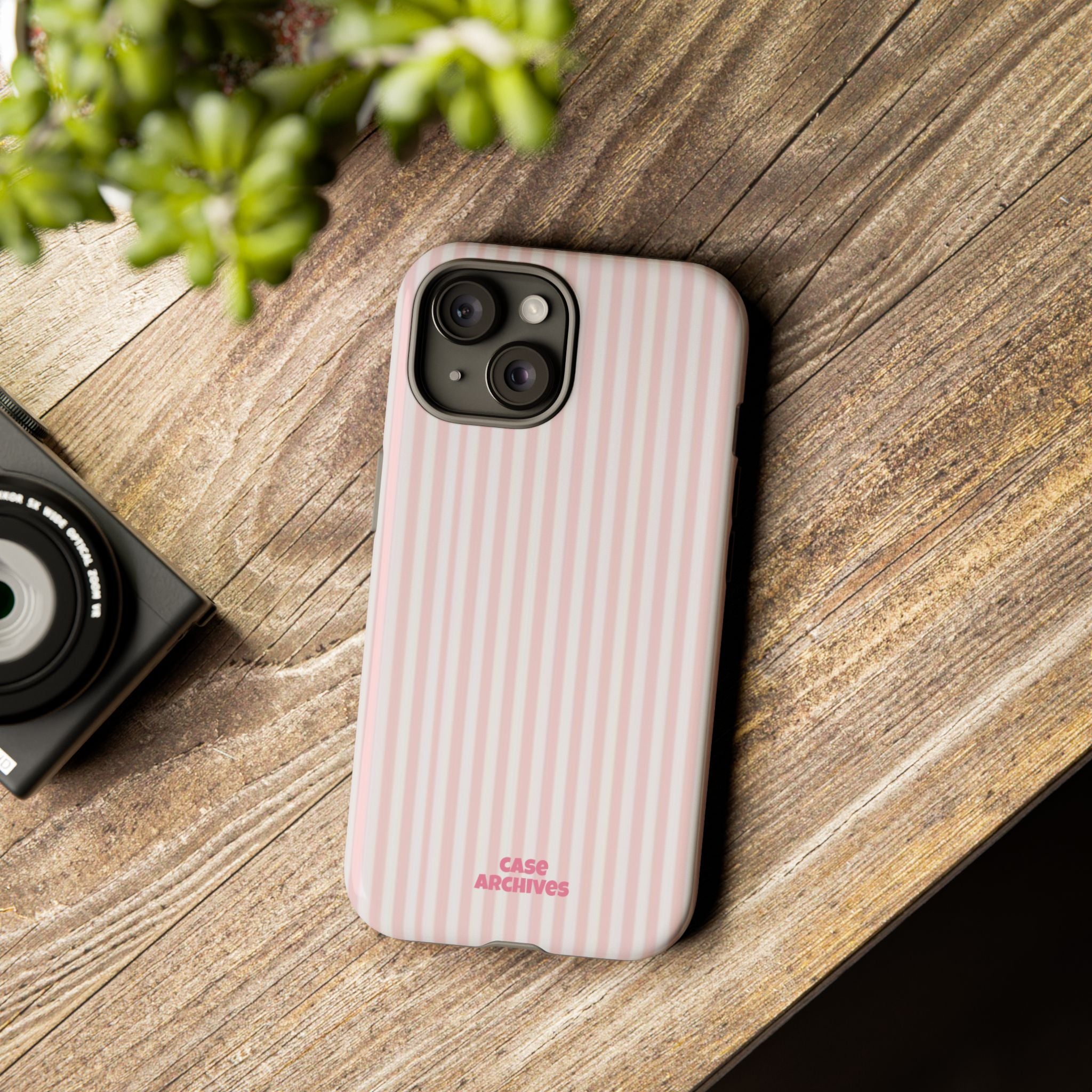 Pink Pastel Stripe Tough Phone Case — Protective iPhone Cover