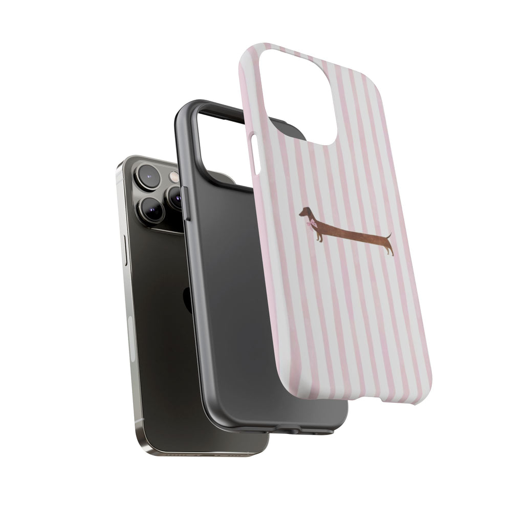 Dachshund Stripe Phone Case — Cute Pink Wiener Dog Protective Case
