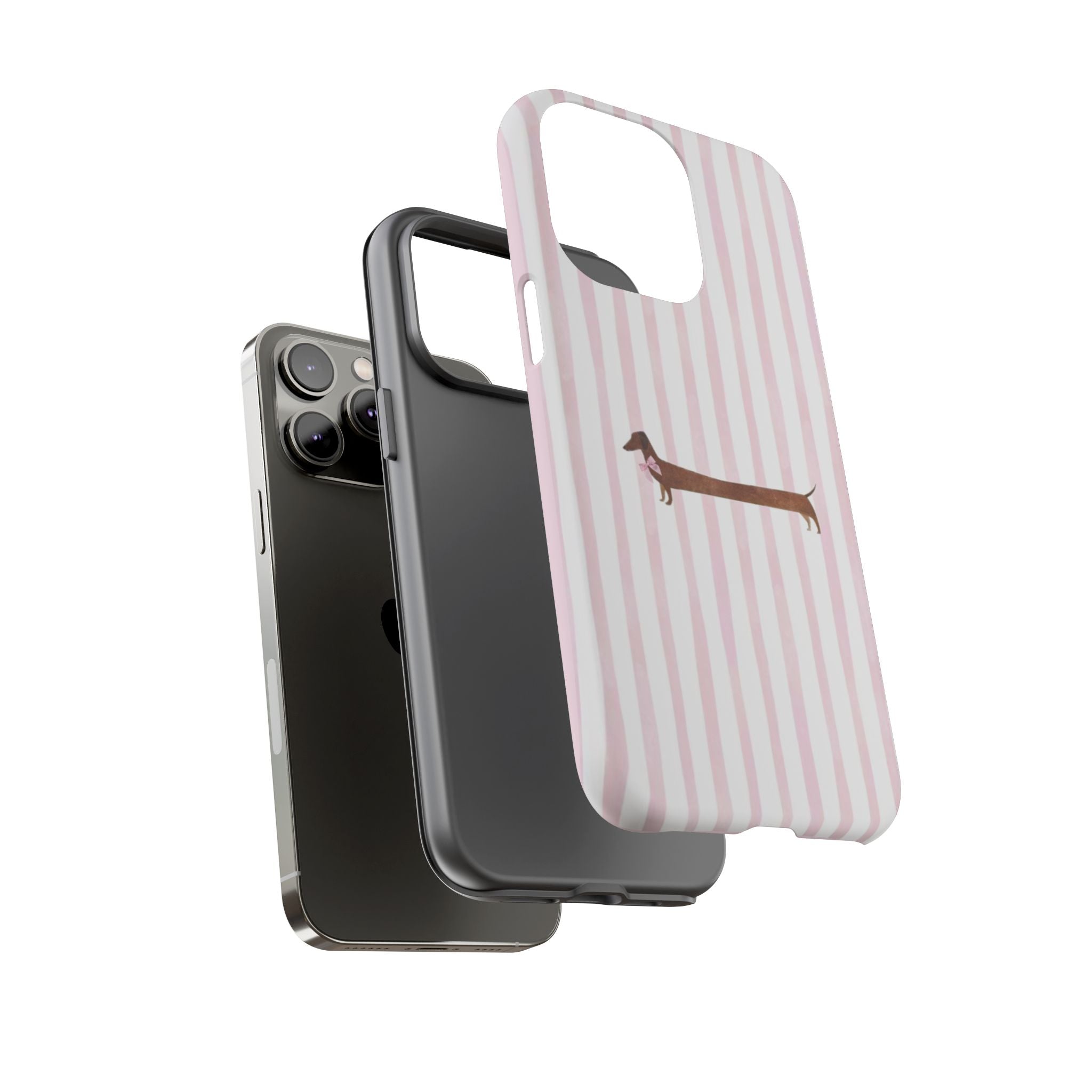 Dachshund Stripe Phone Case — Cute Pink Wiener Dog Protective Case