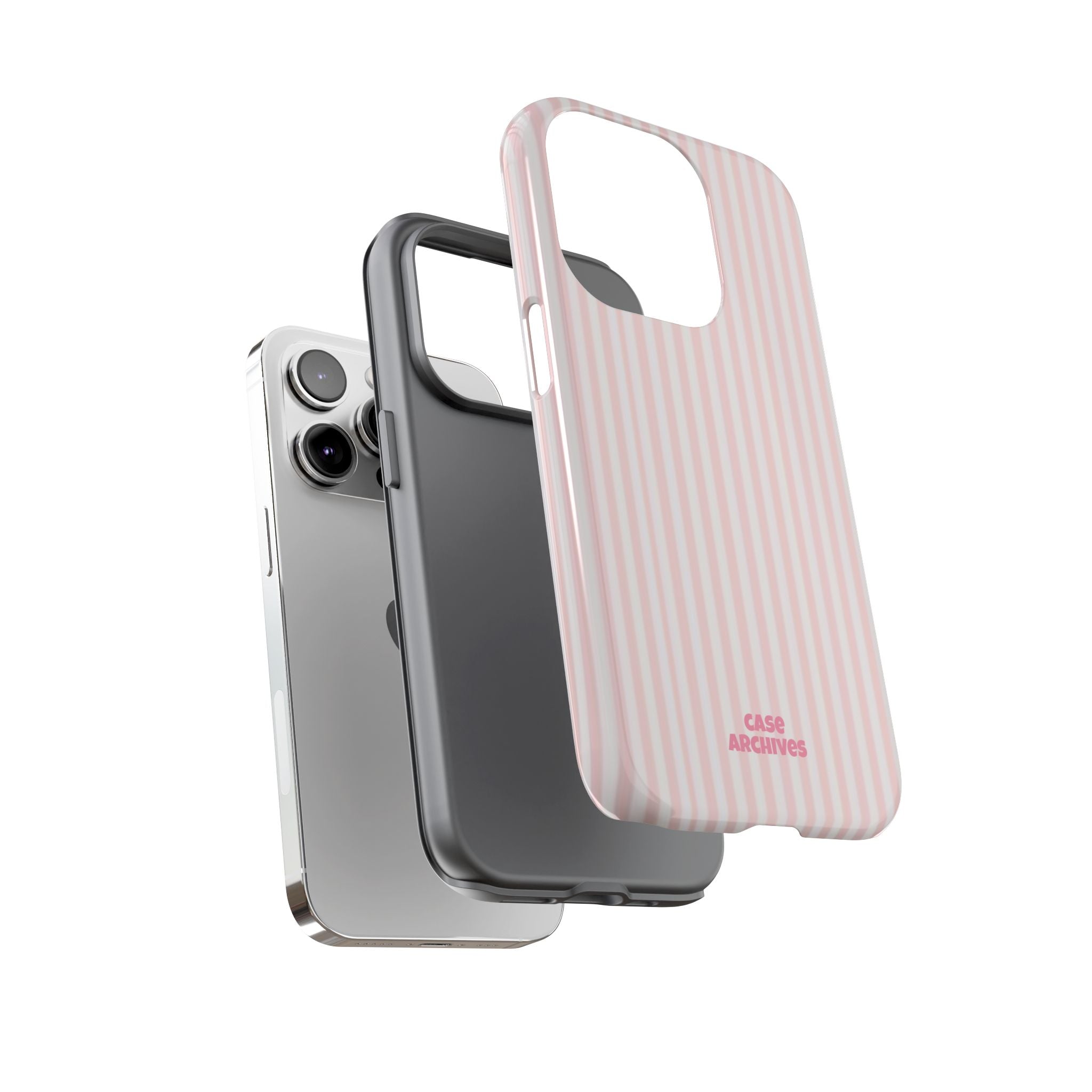 Pink Pastel Stripe Tough Phone Case — Protective iPhone Cover
