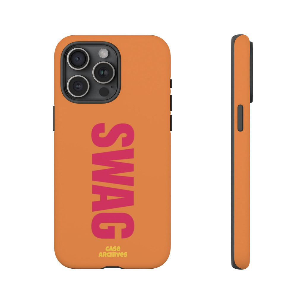 SWAG vertical text Tough Case | orange phone case, bold typography