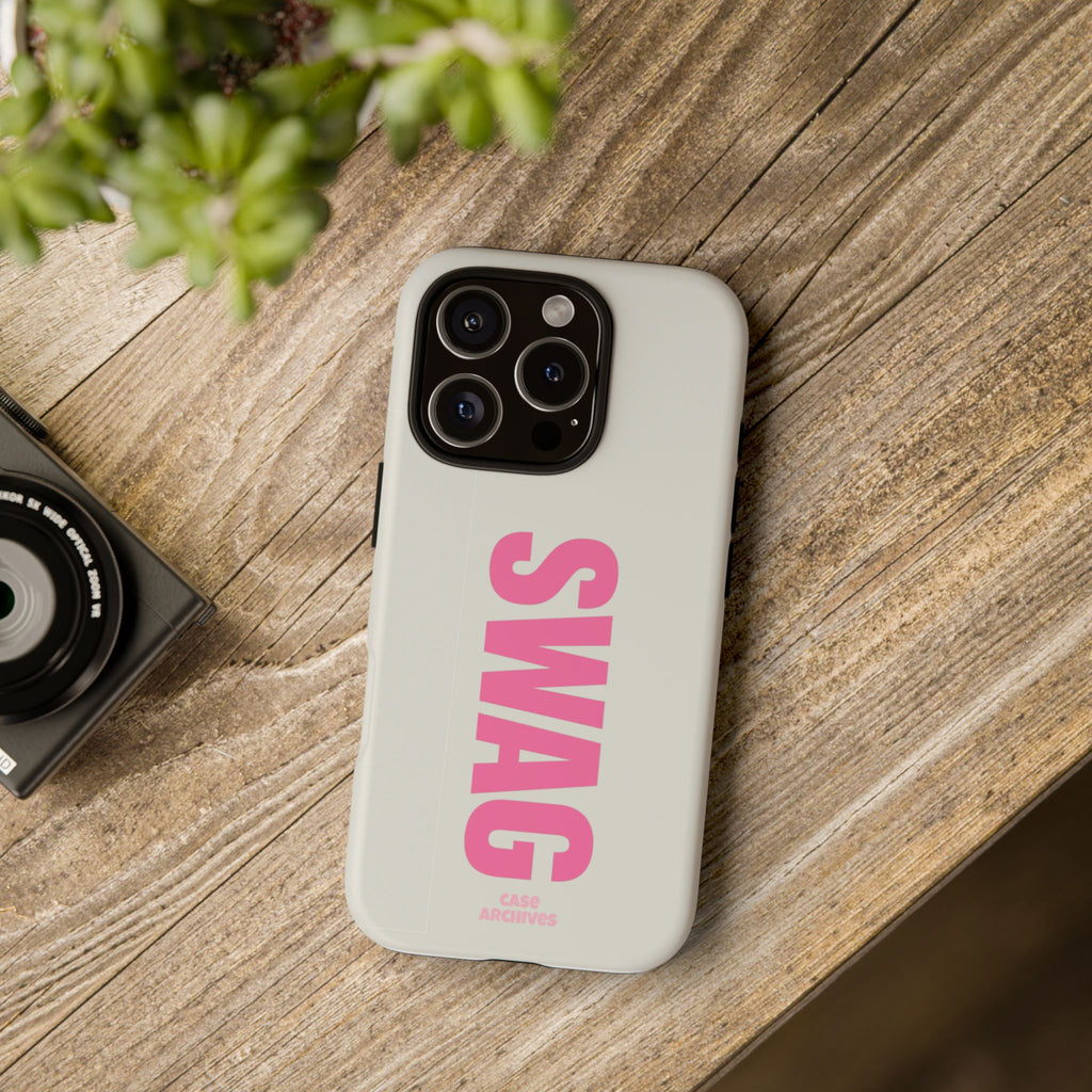 SWAG Phone Case — Bold Pink Vertical Text Tough Case