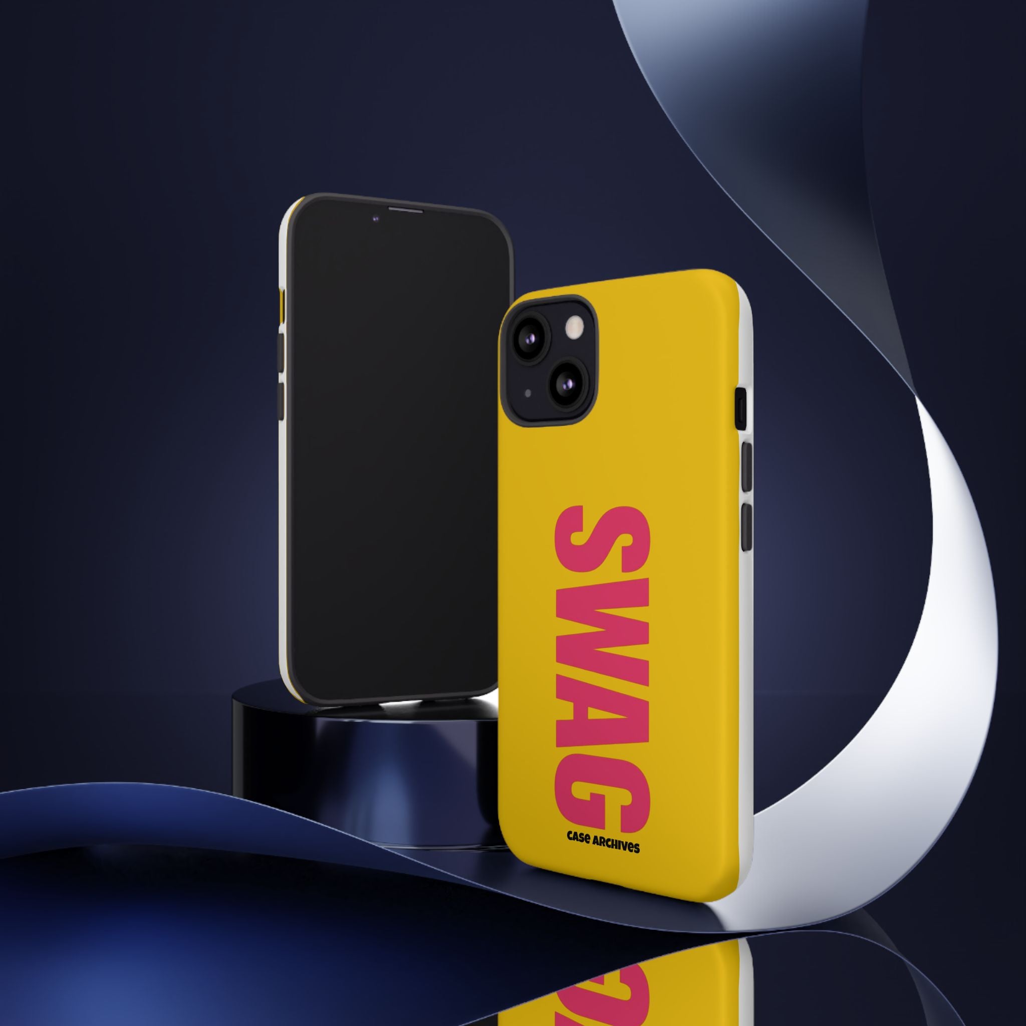 SWAG bold vertical text Phone Case | yellow pink typography