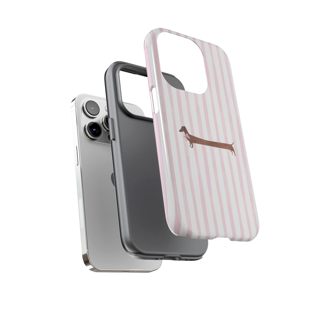 Dachshund Stripe Phone Case — Cute Pink Wiener Dog Protective Case