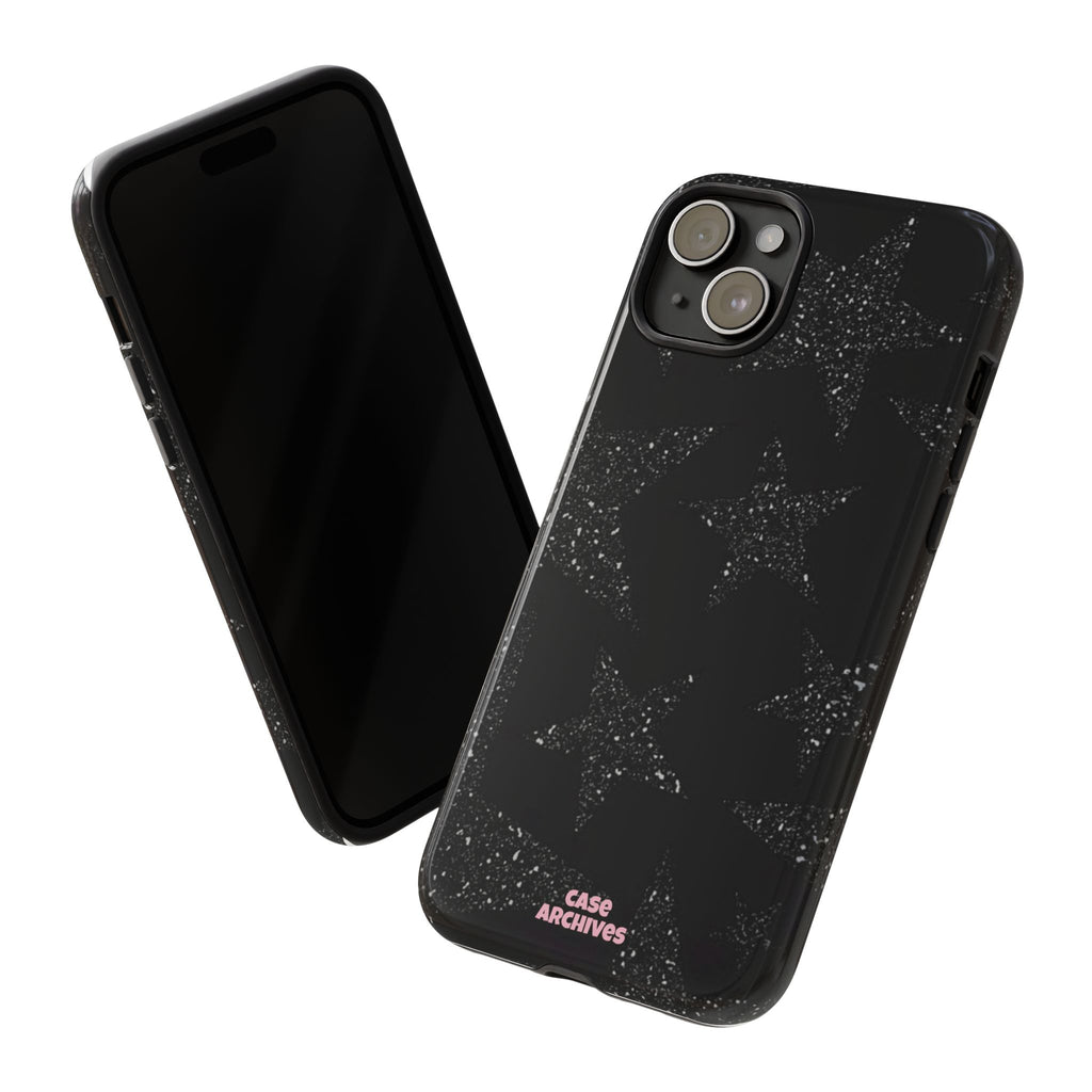 Glitter Star Tough Case — Black Sparkle Phone Protection