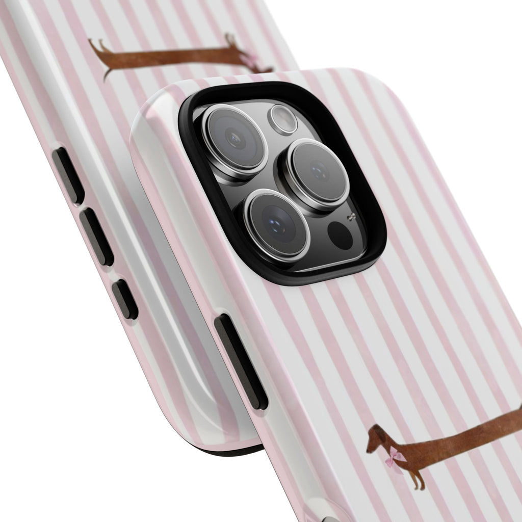 Dachshund Stripe Phone Case — Cute Pink Wiener Dog Protective Case