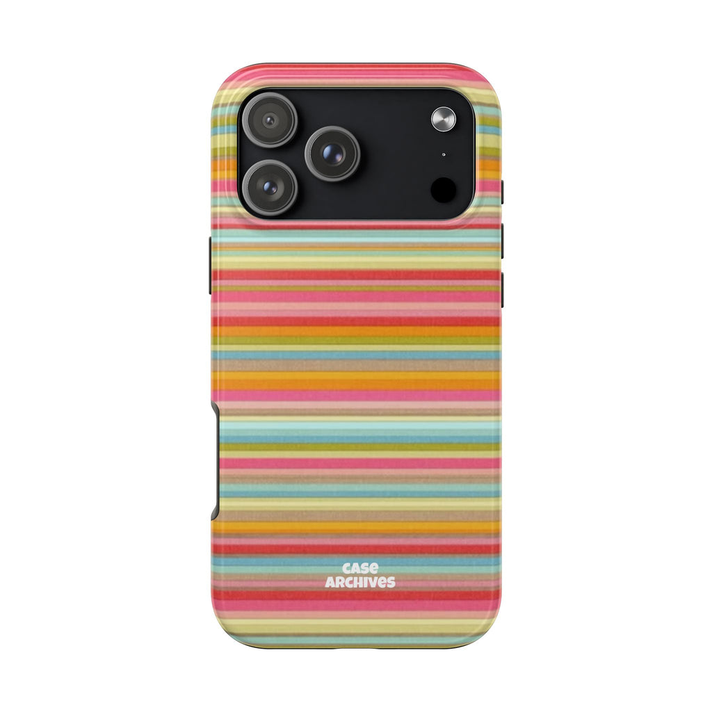Tough Phone Case — Colorful Retro Striped Protective Cover