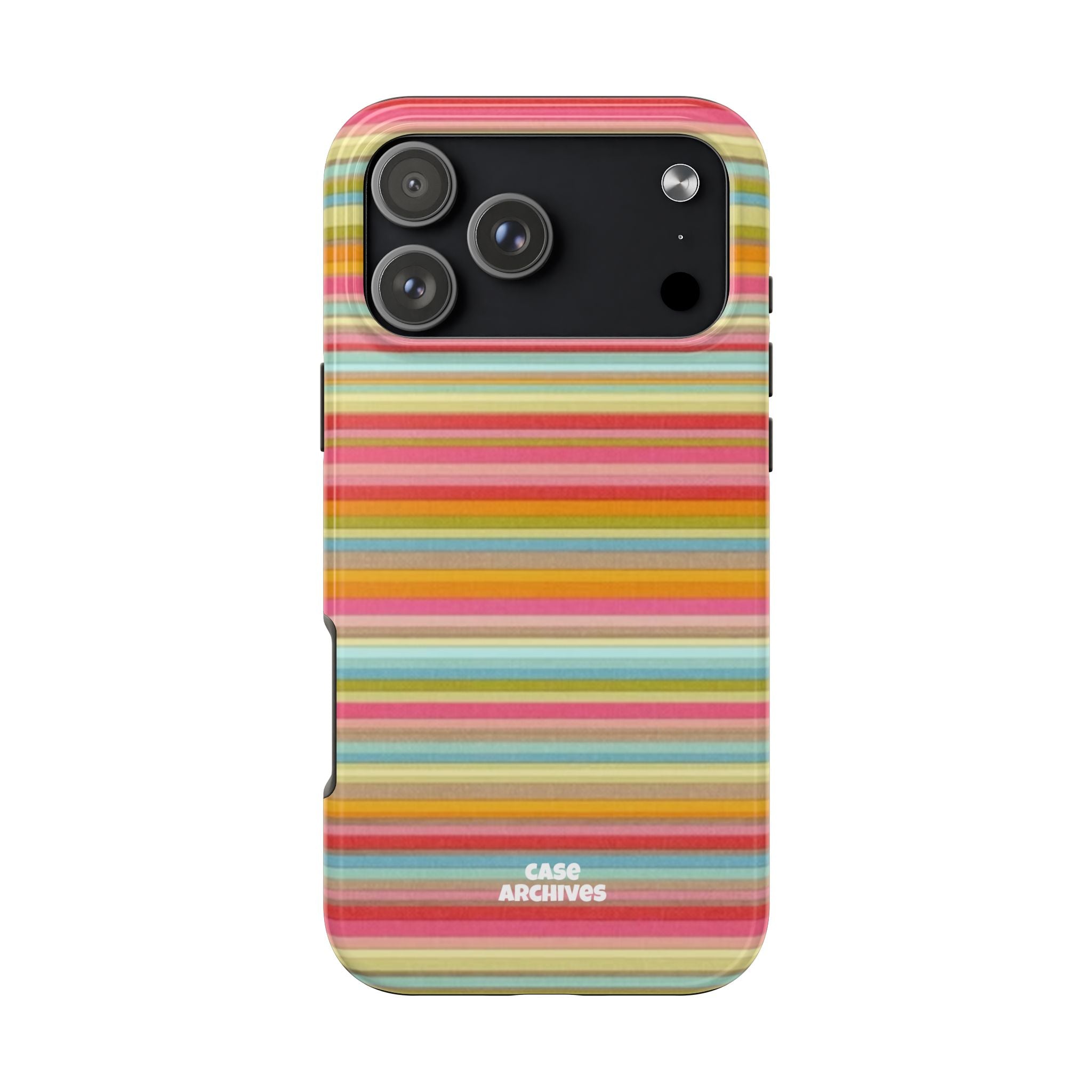 Tough Phone Case — Colorful Retro Striped Protective Cover