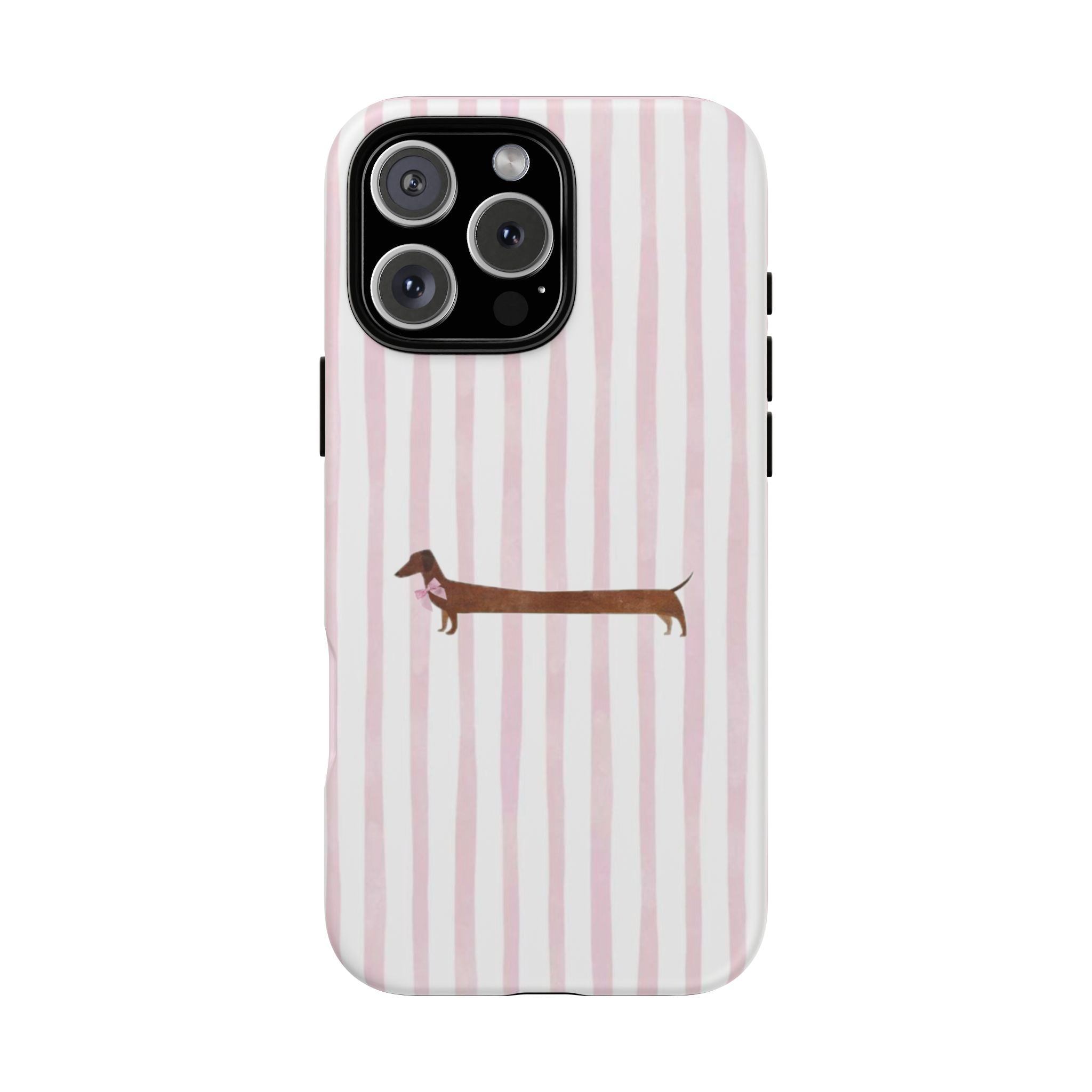 Dachshund Stripe Phone Case — Cute Pink Wiener Dog Protective Case